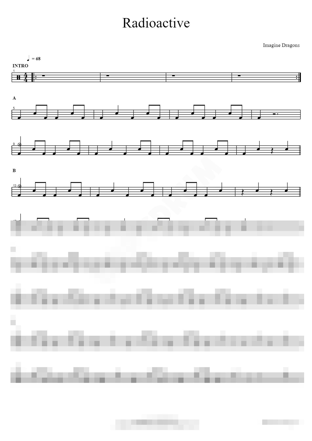 Radioactive Sheet Music Preview