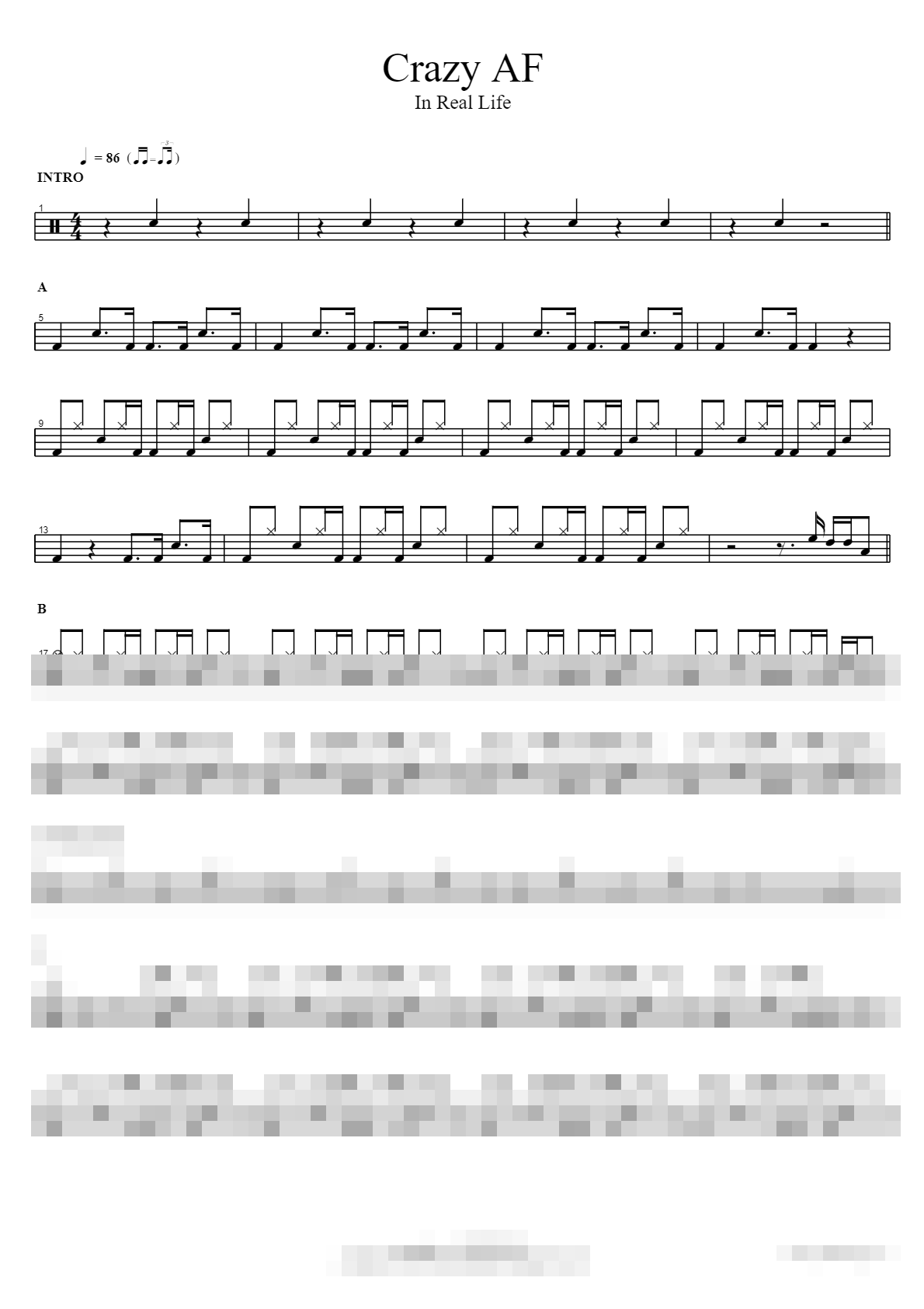 Crazy AF Sheet Music Preview