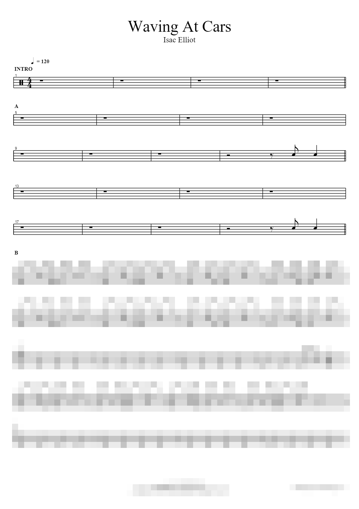 Waving At Cars Sheet Music Preview
