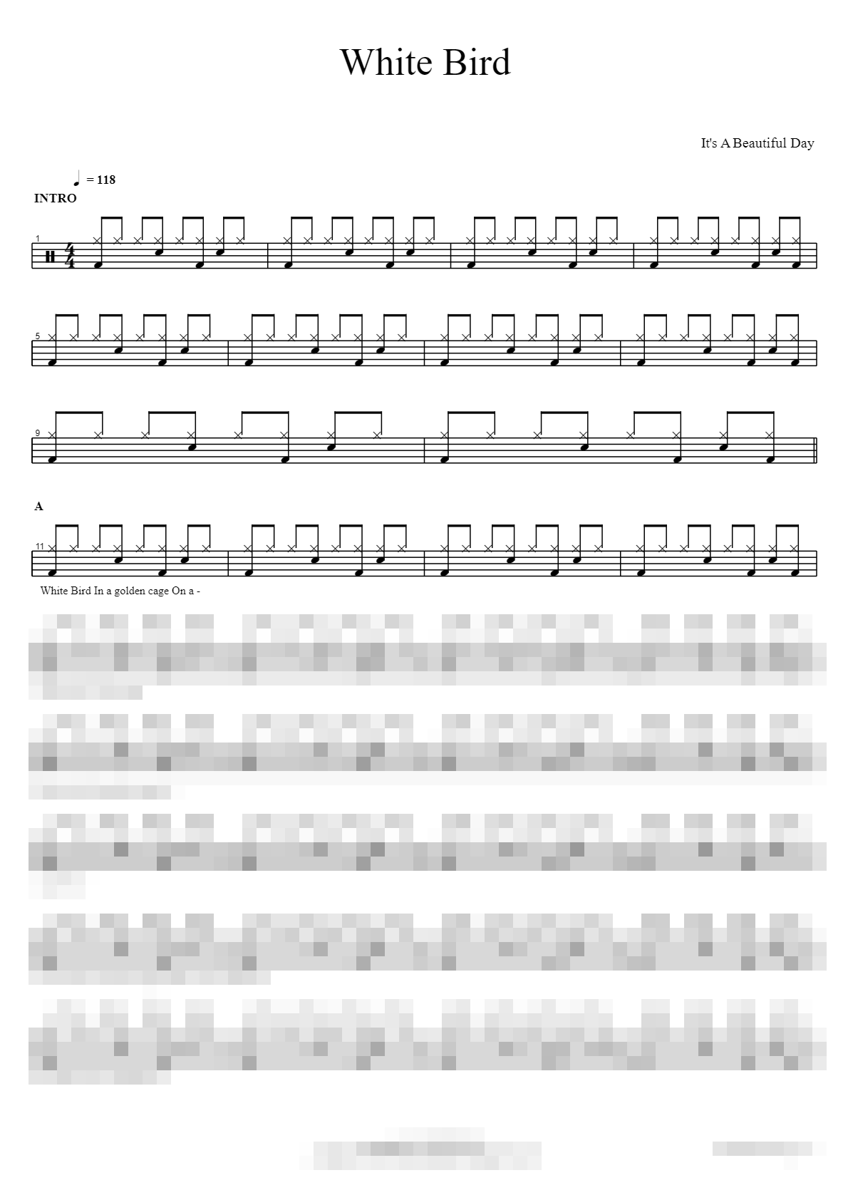 White Bird Sheet Music Preview