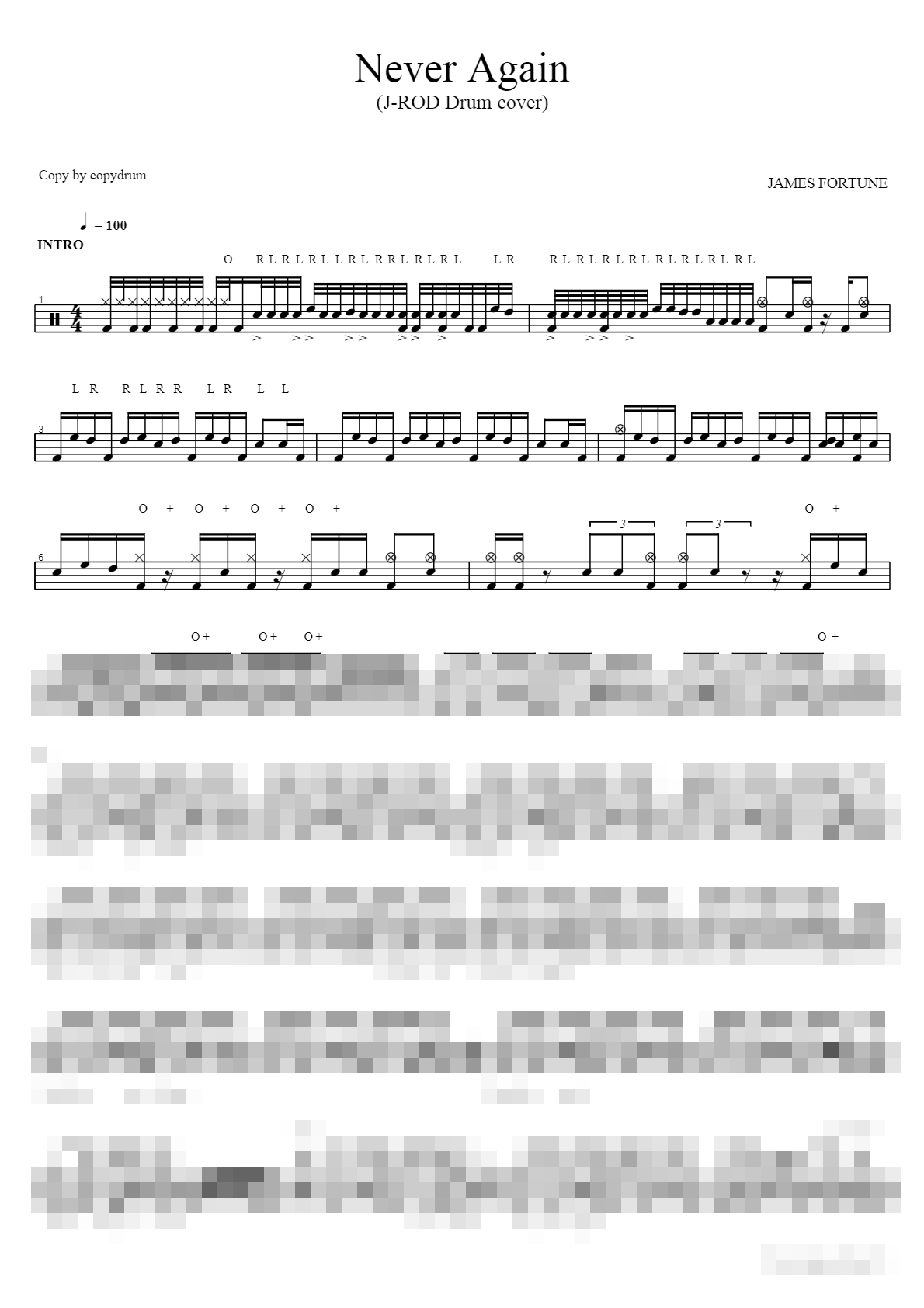 NEVER AGAIN Sheet Music Preview