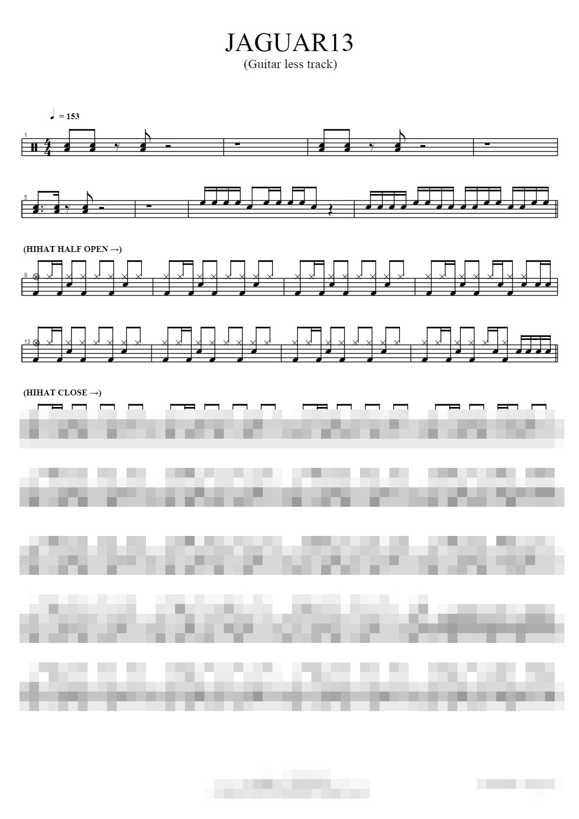 JAGUAR13 (Guitar less track) Sheet Music Preview