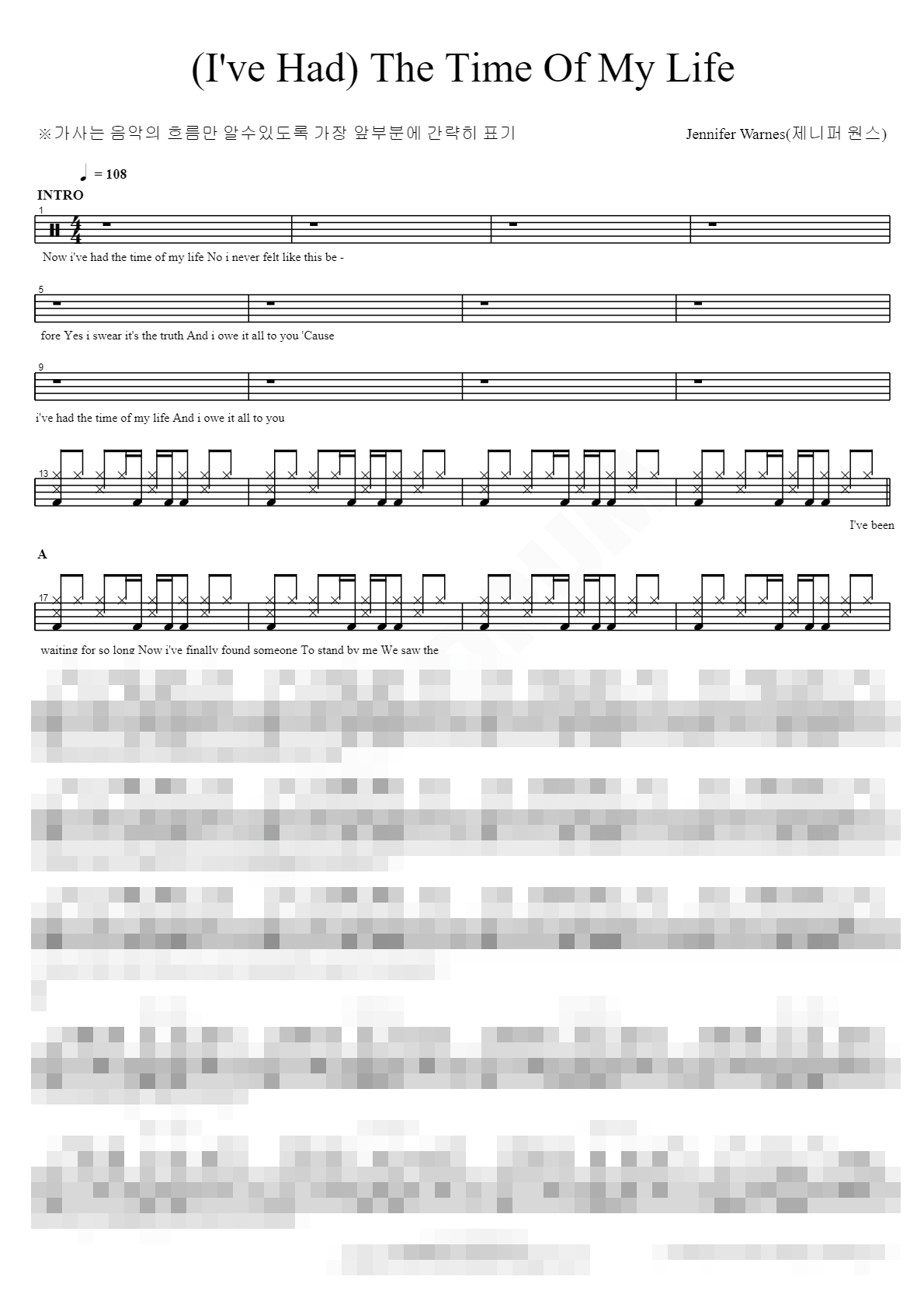 (I've Had) The Time Of My Life Sheet Music Preview