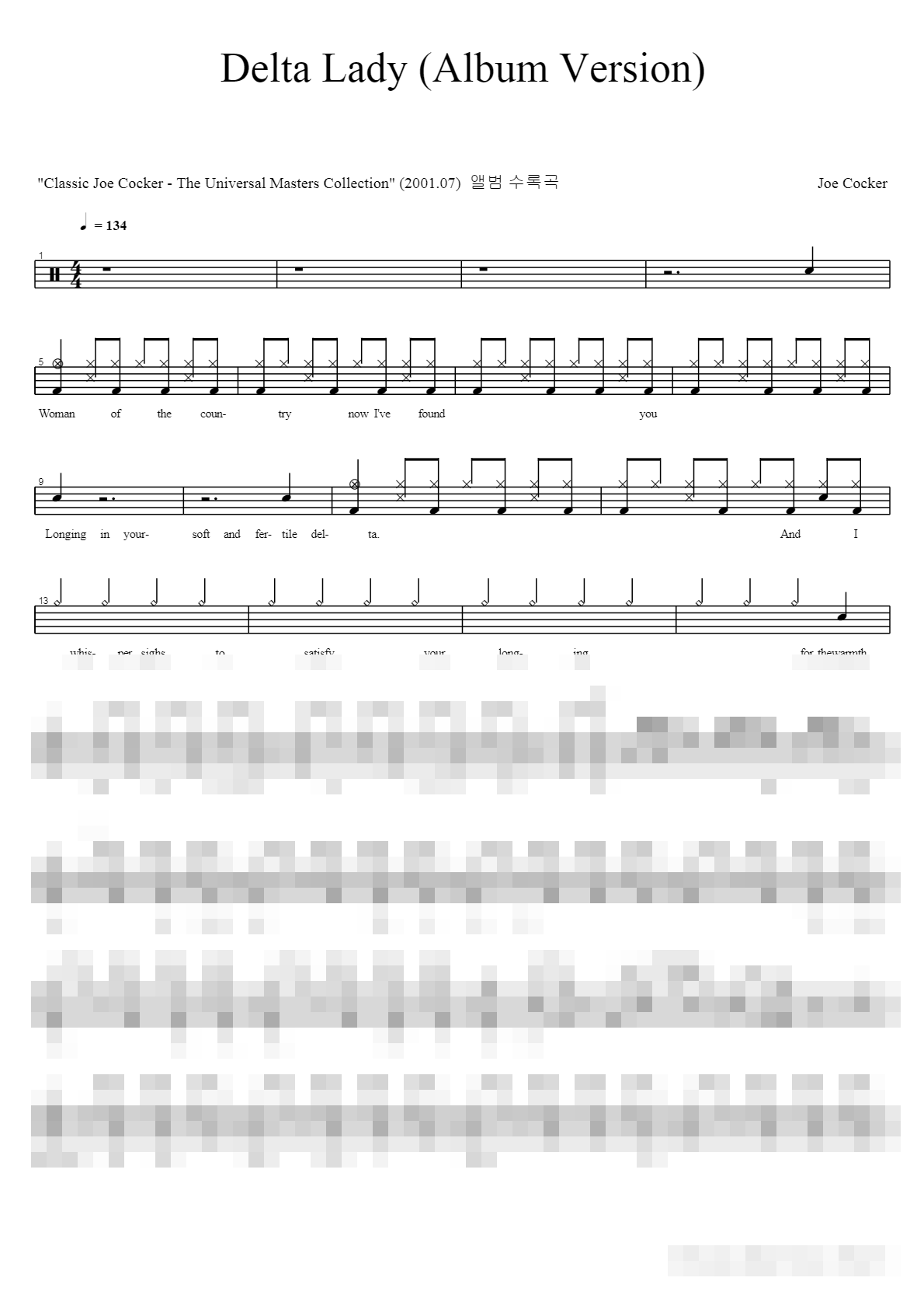 Delta Lady (Album Version) Sheet Music Preview