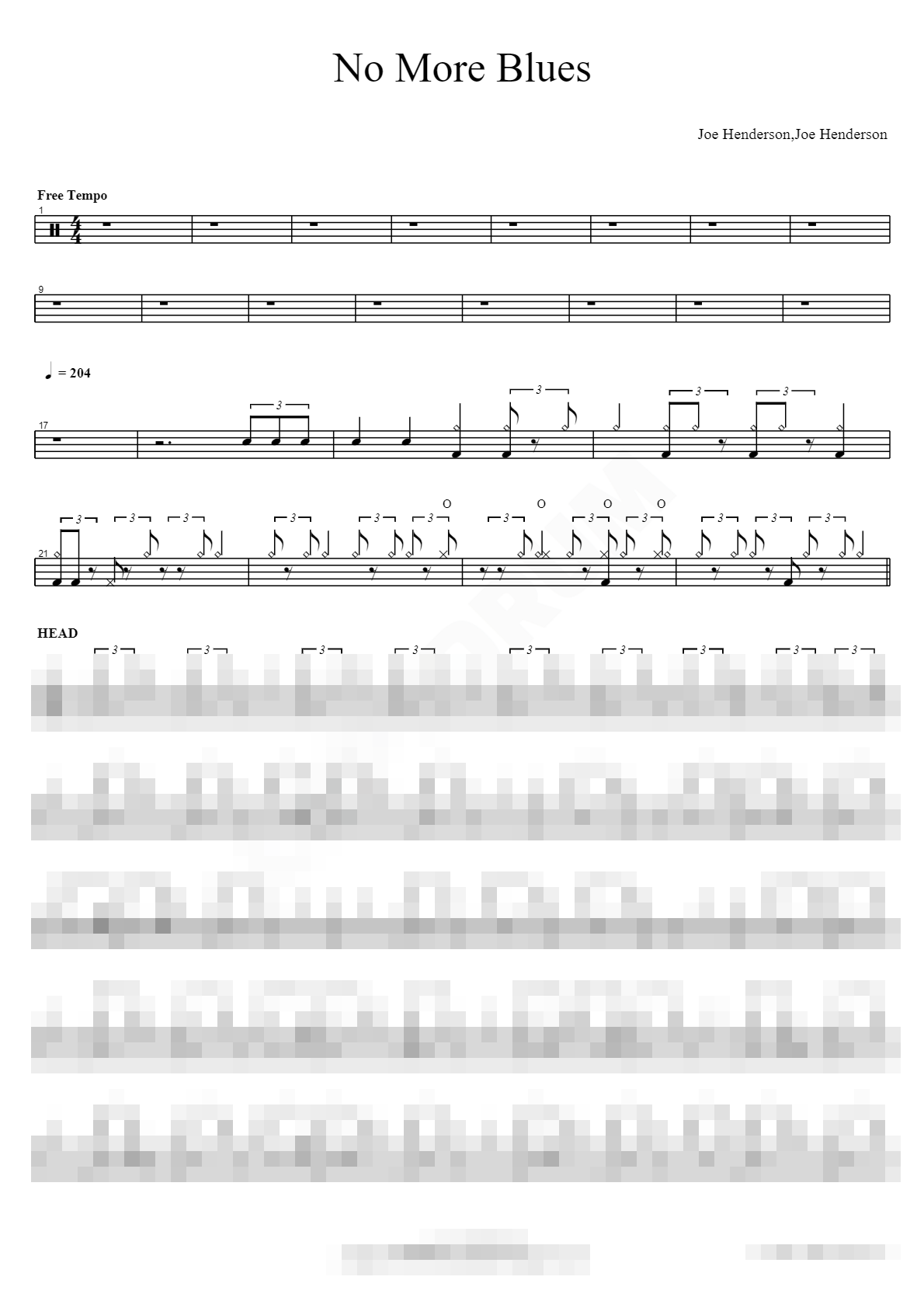 No More Blues Sheet Music Preview