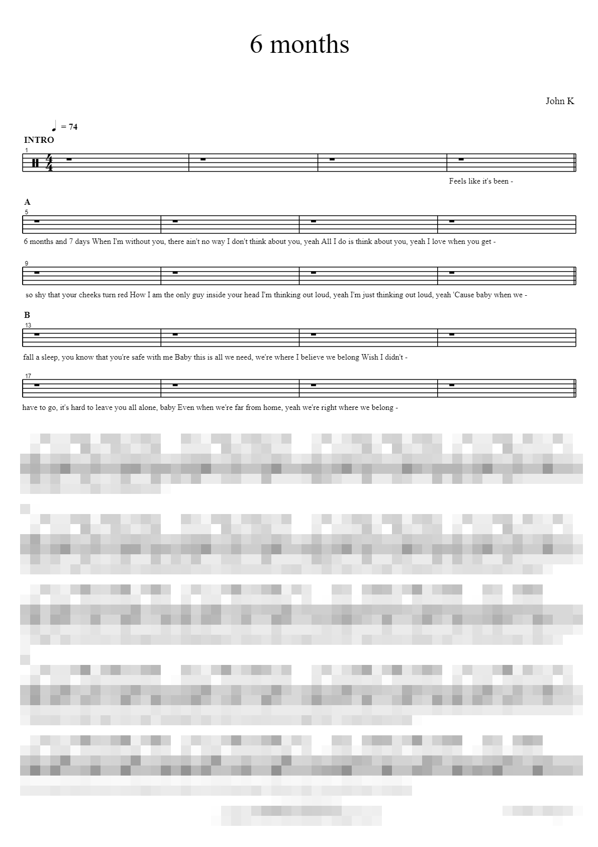6 months Sheet Music Preview