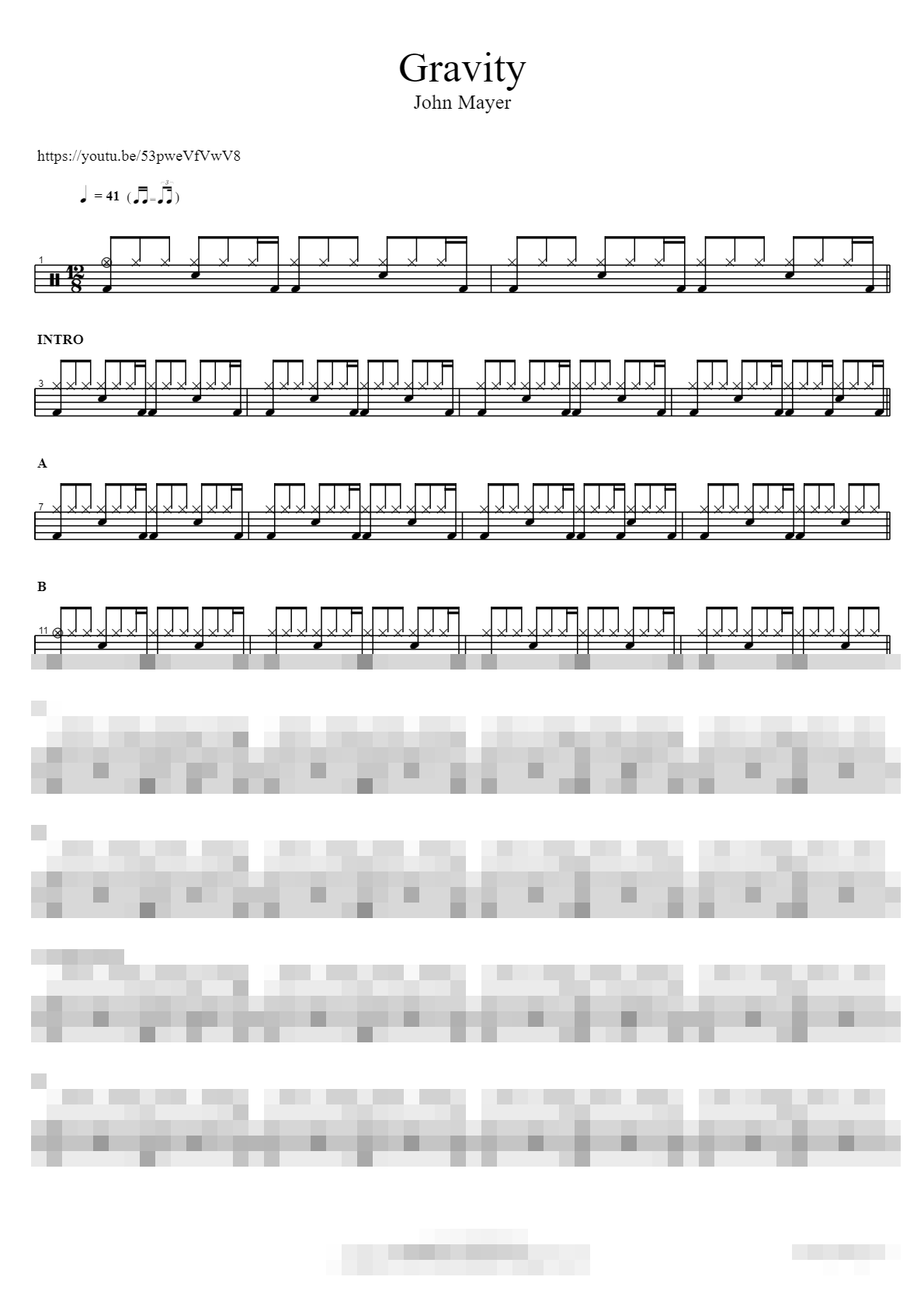 Gravity Sheet Music Preview