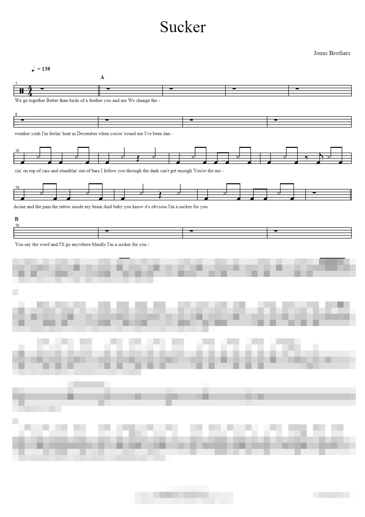Sucker Sheet Music Preview