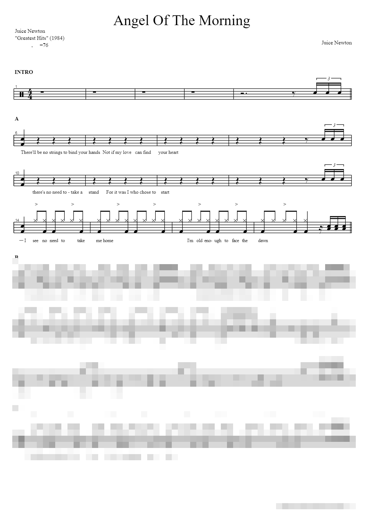 Angel Of The Morning Sheet Music Preview