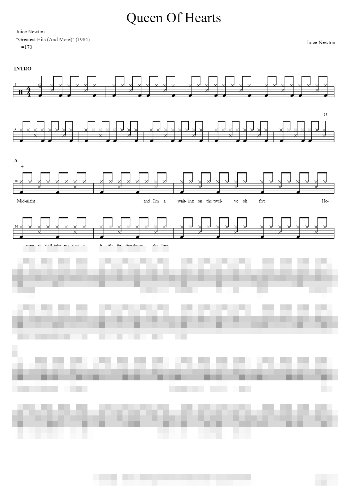 Queen Of Hearts Sheet Music Preview