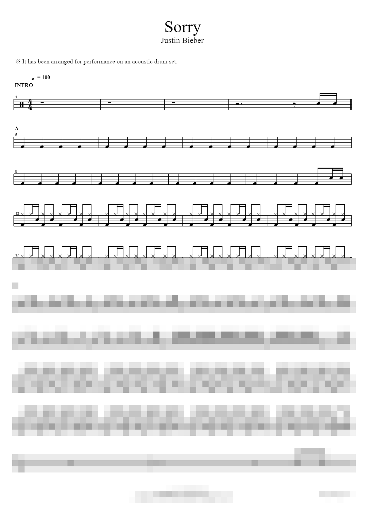 Sorry Sheet Music Preview