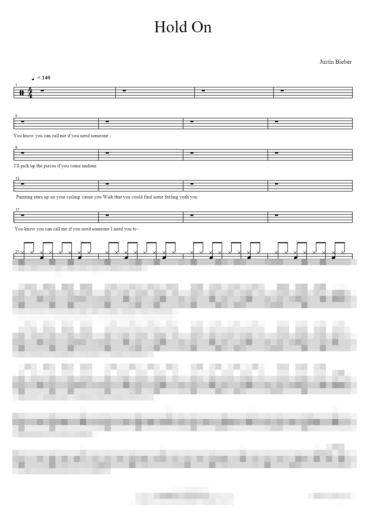 Hold On Sheet Music Preview