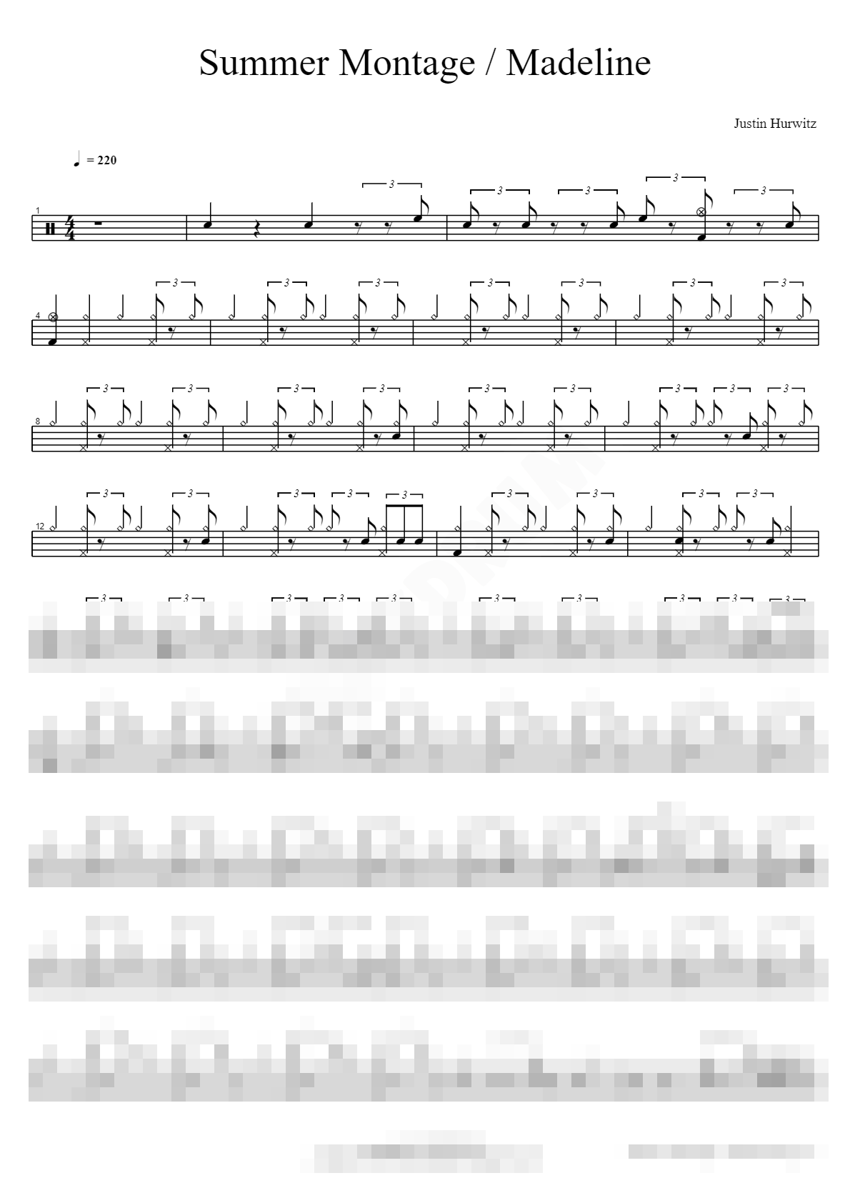 Summer Montage Madeline Sheet Music Preview