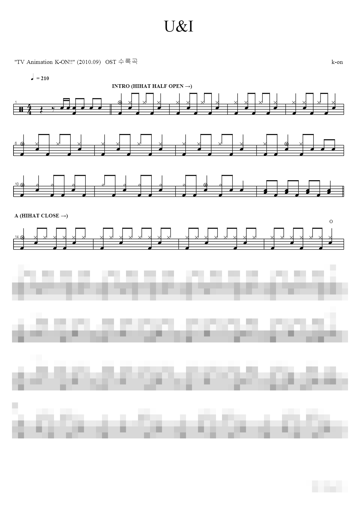 U&I Sheet Music Preview