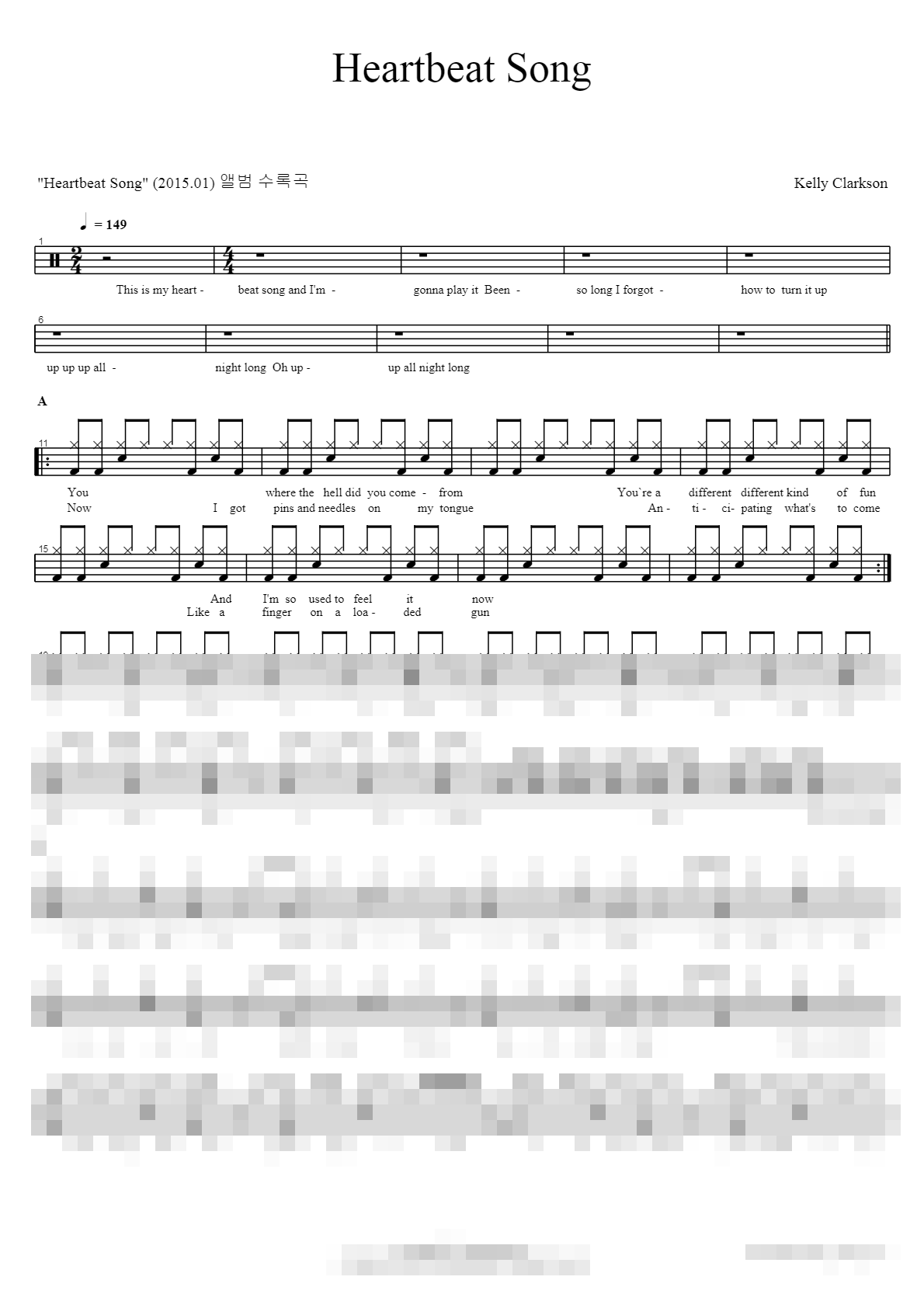 Heartbeat Song Sheet Music Preview
