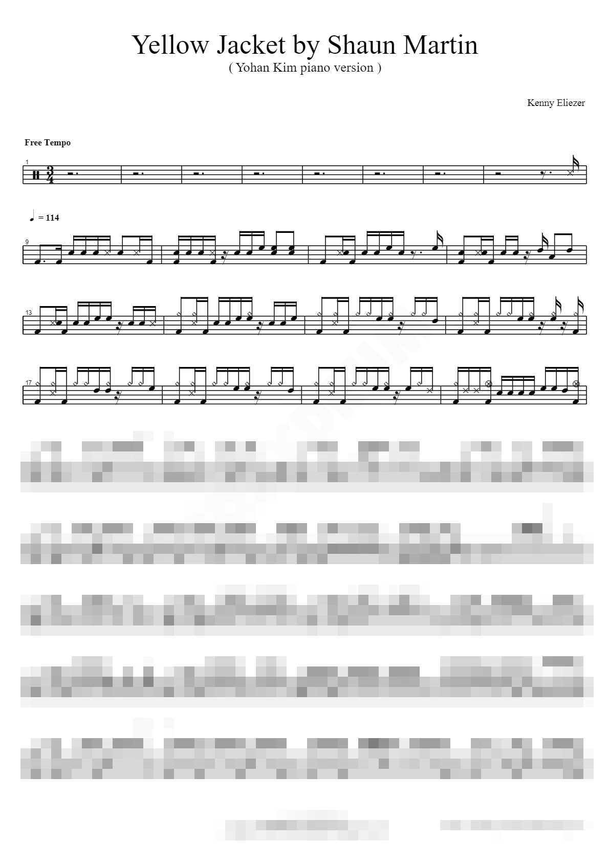 Yellow Jacket by Shaun Martin ( Yohan Kim piano version ) Sheet Music Preview