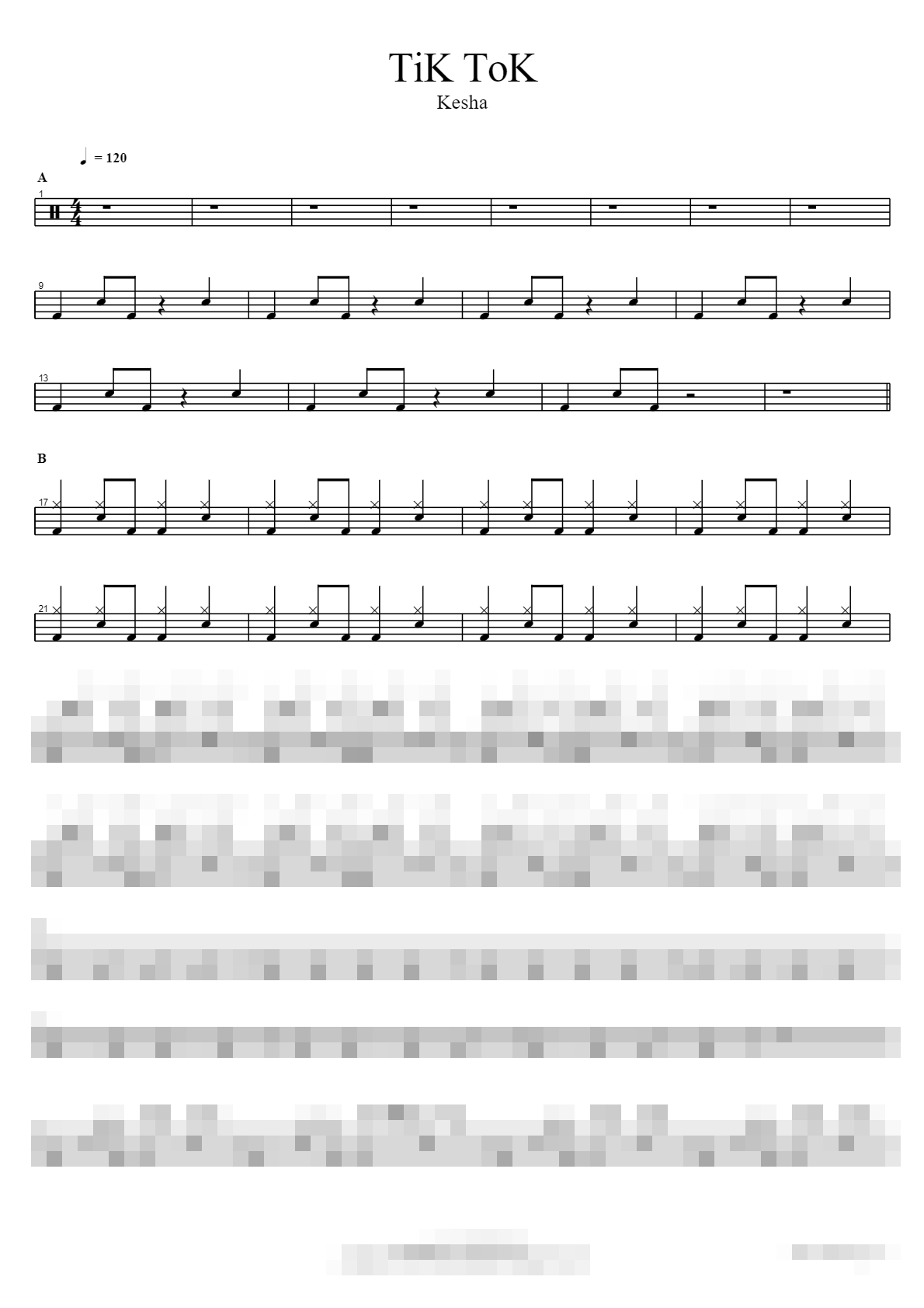 TiK ToK Sheet Music Preview