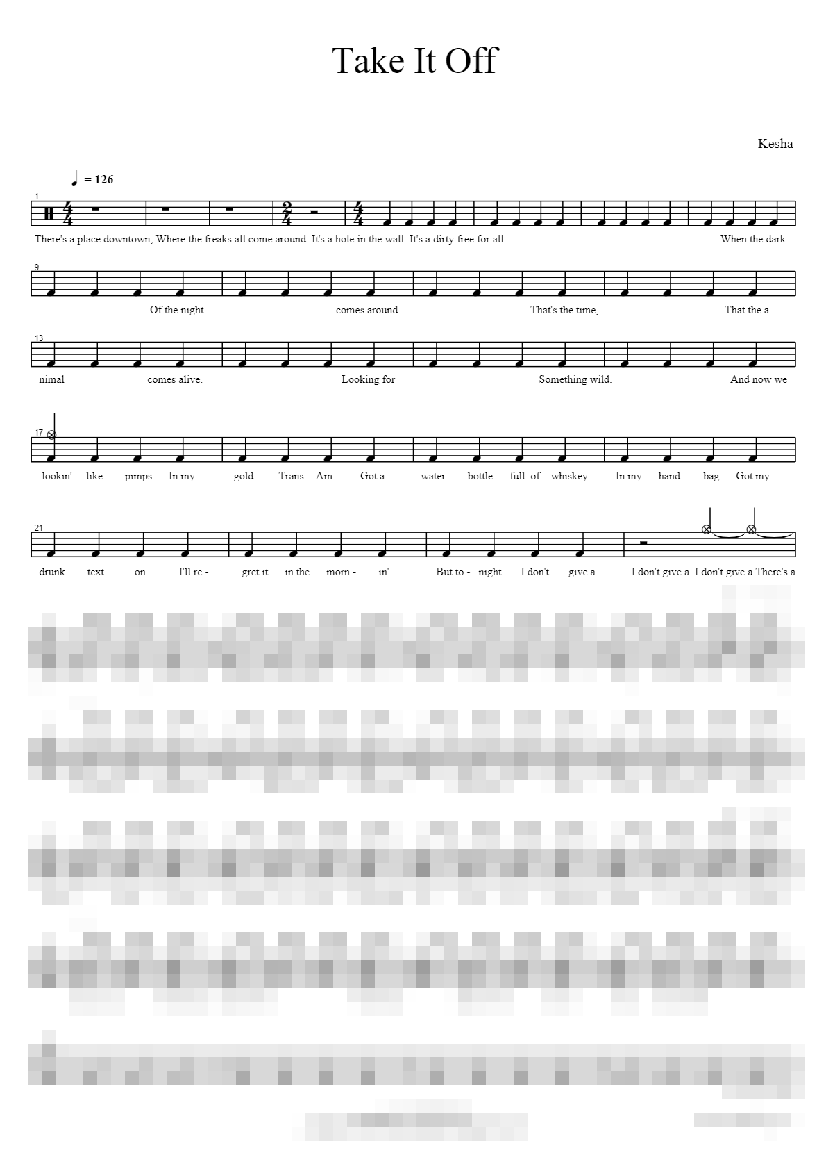 Take It Off Sheet Music Preview