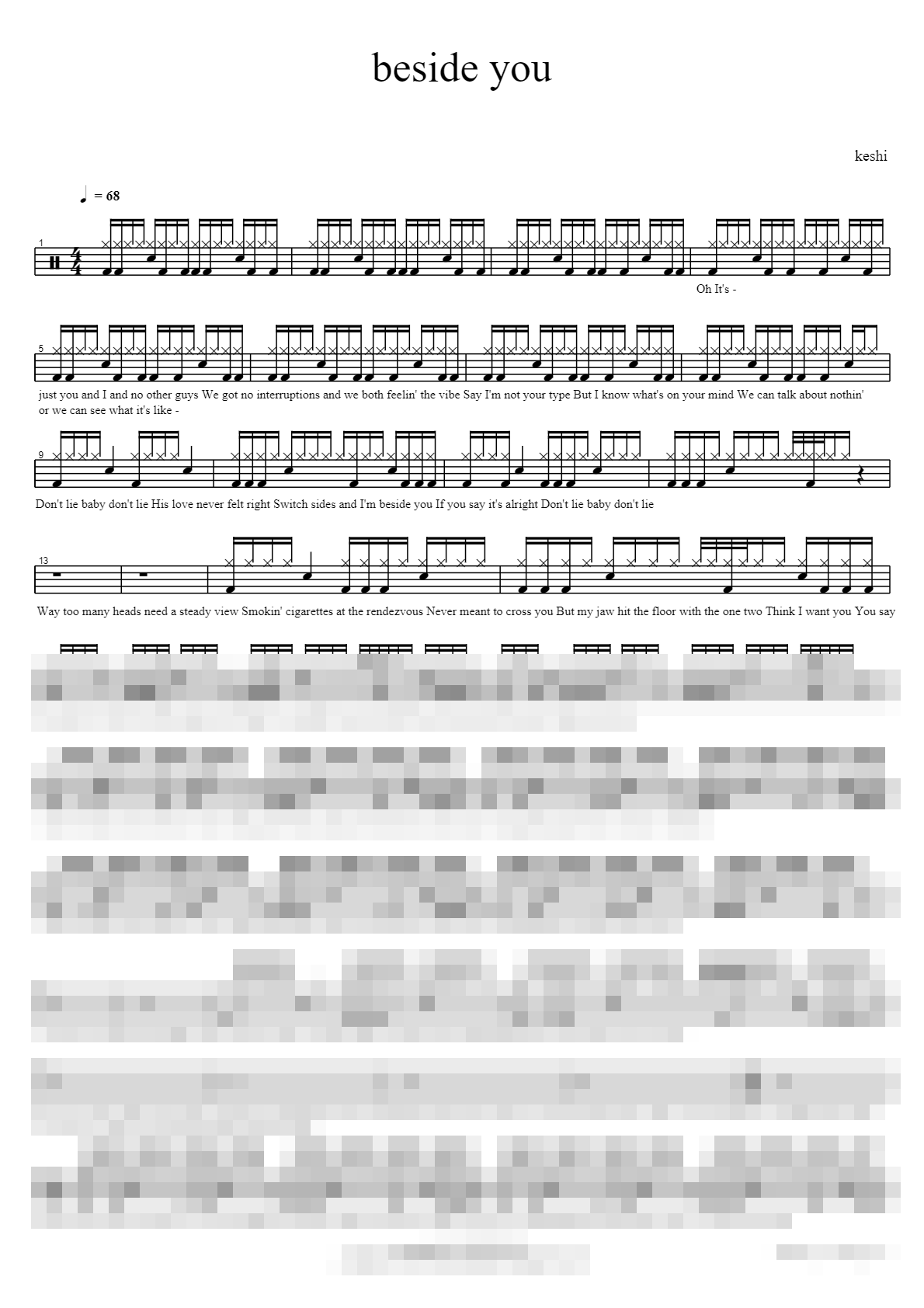 beside you Sheet Music Preview