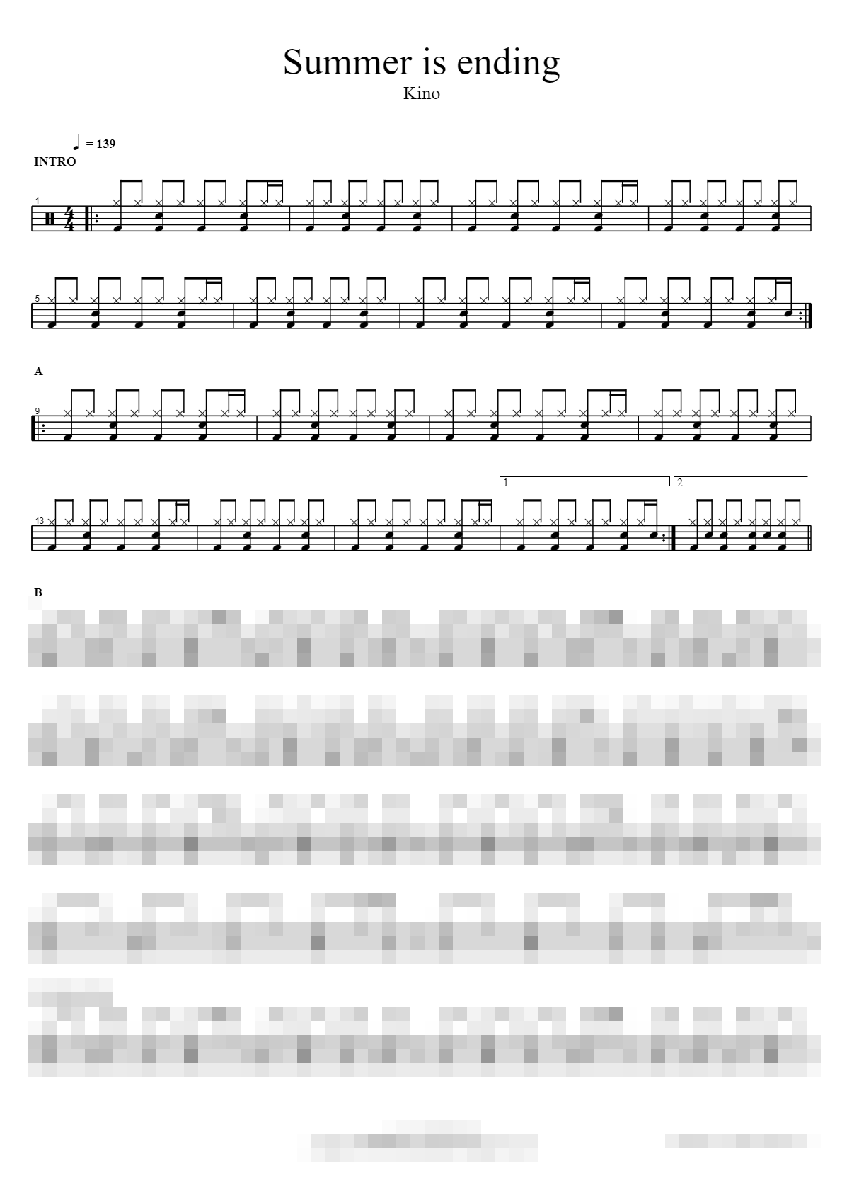 Summer is ending Sheet Music Preview
