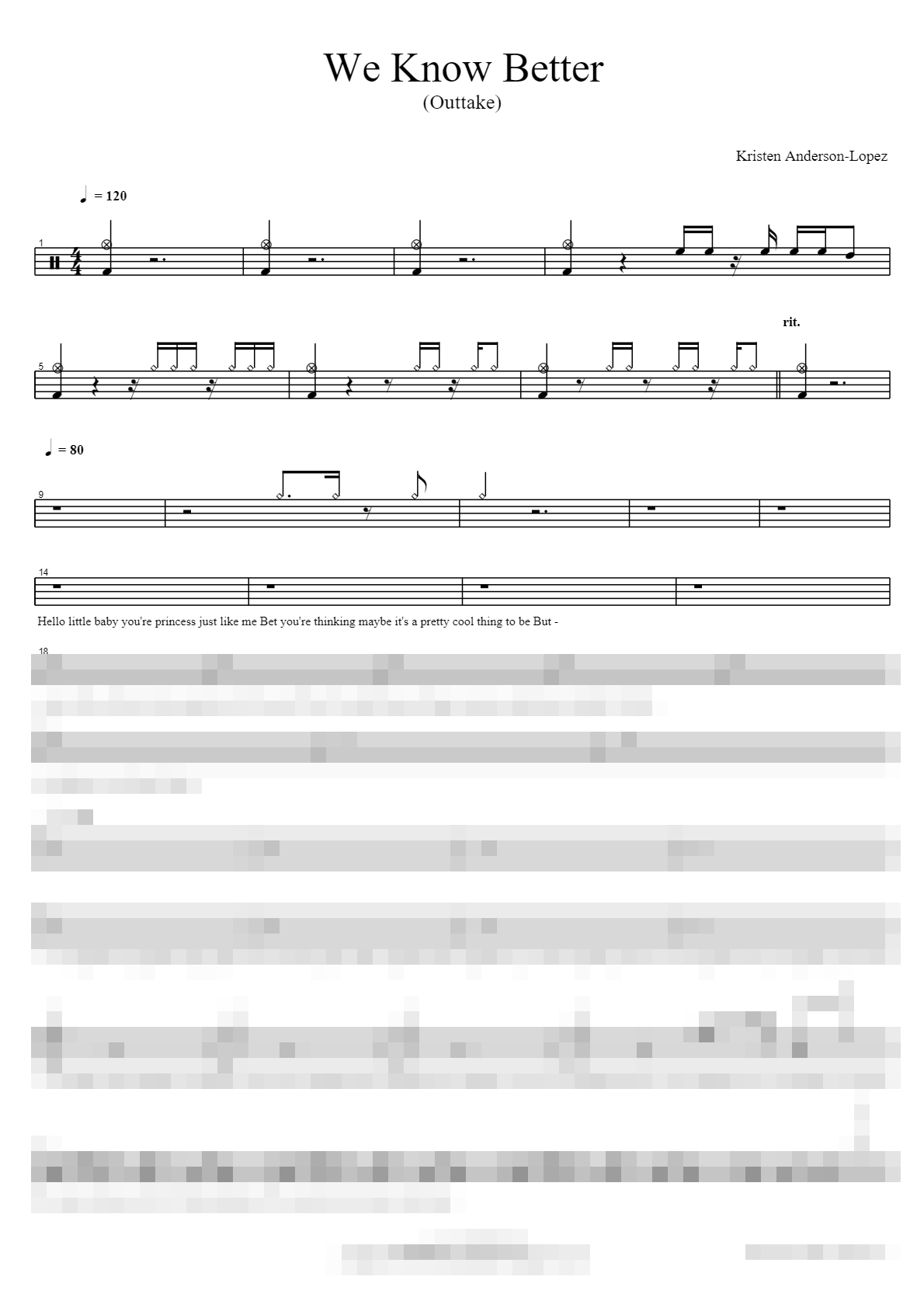 We Know Better (Outtake) Sheet Music Preview