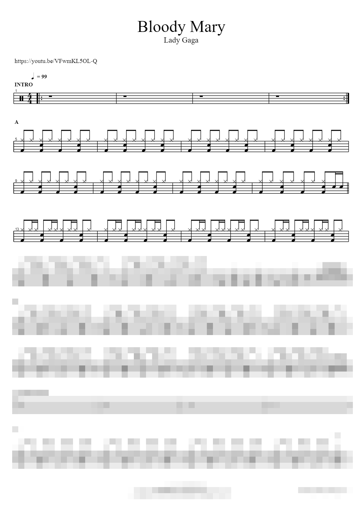 Bloody Mary Sheet Music Preview