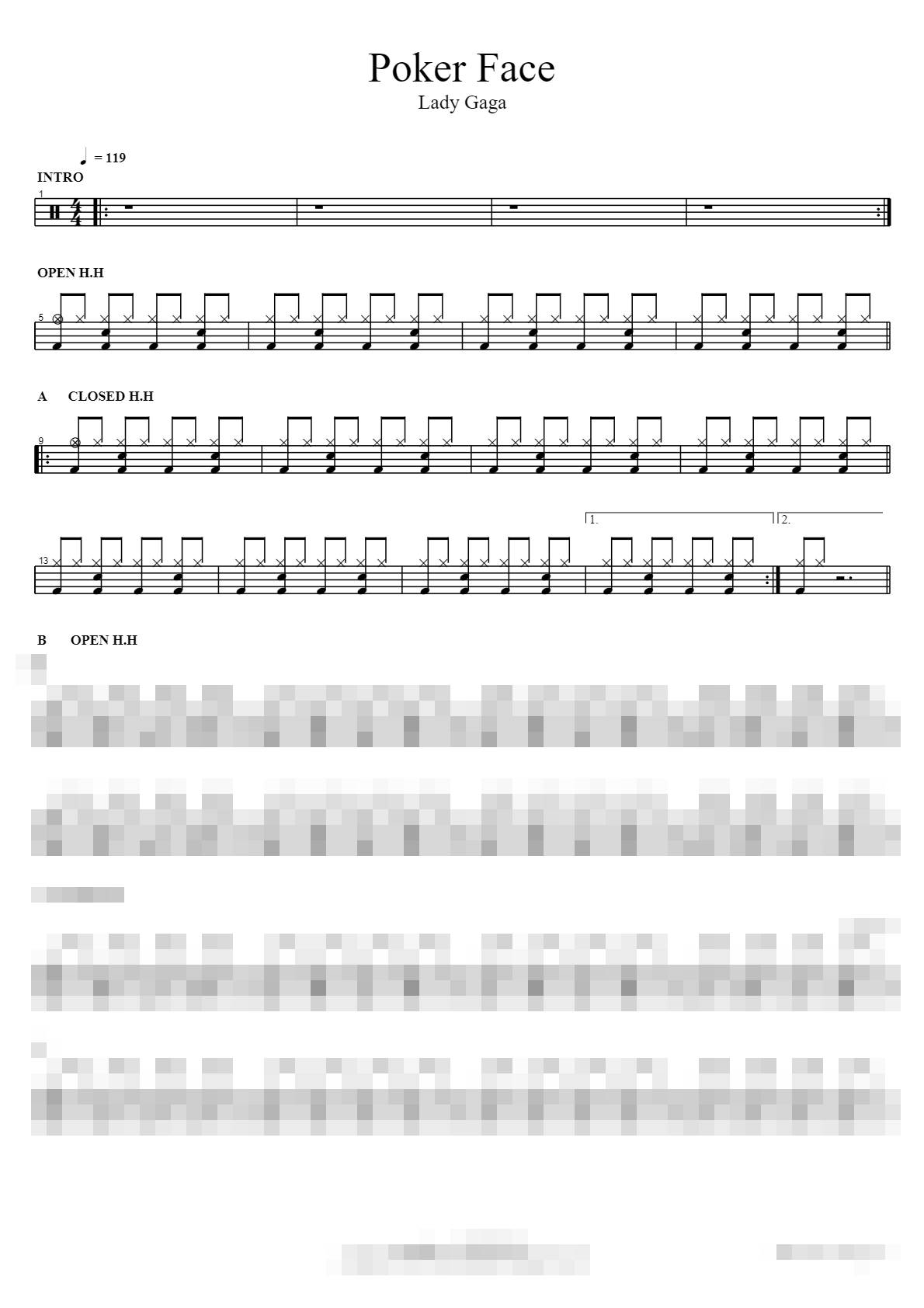 Poker Face Sheet Music Preview