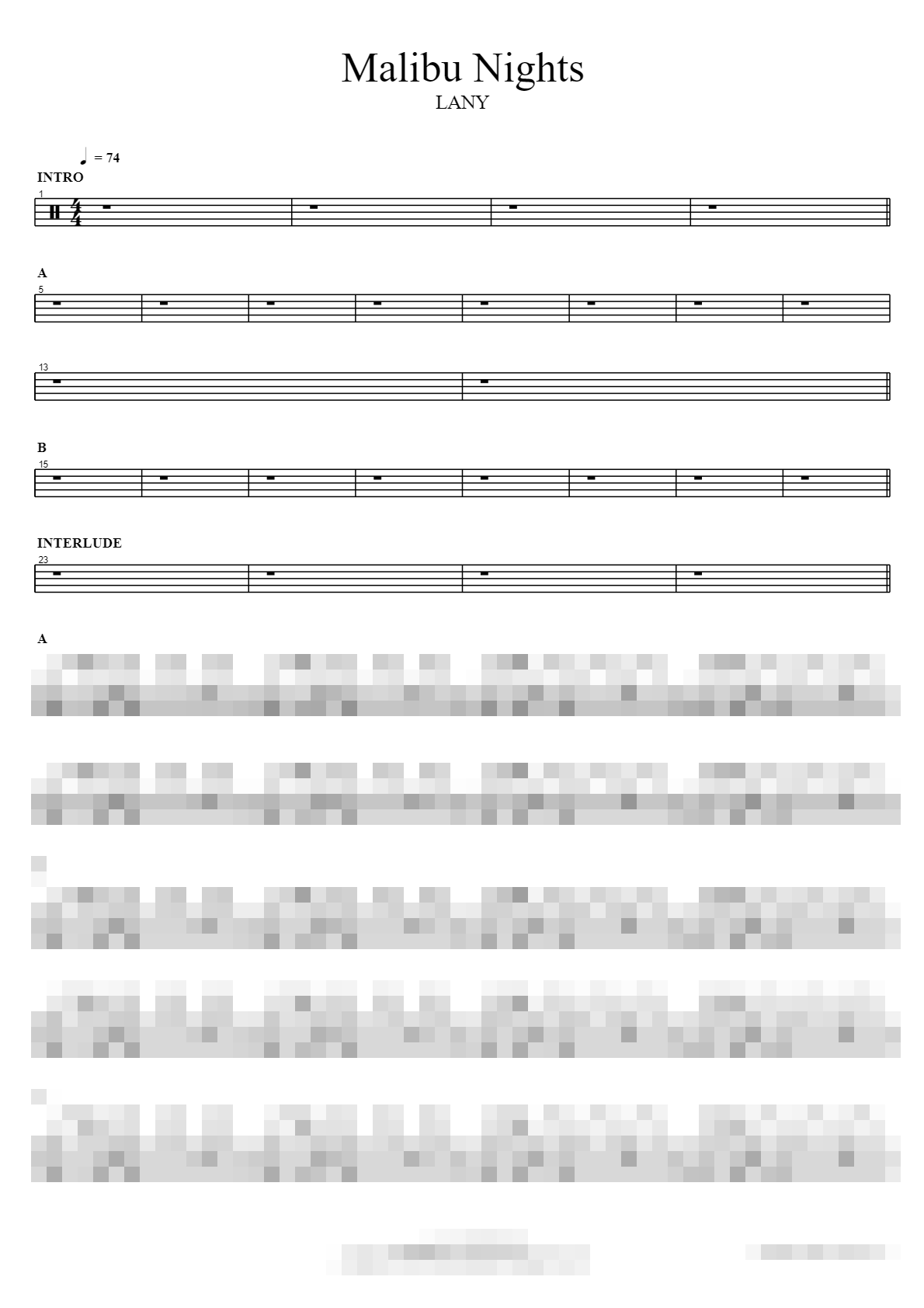 Malibu Nights Sheet Music Preview
