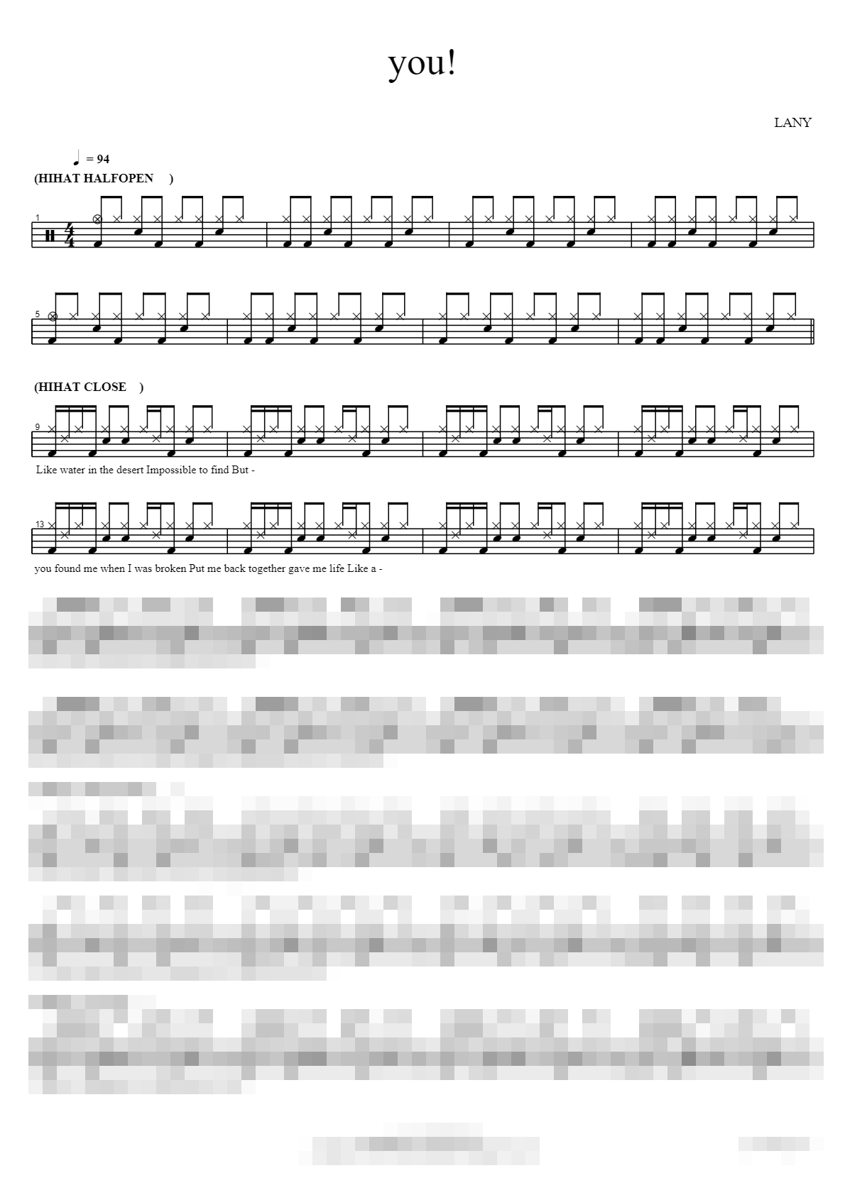 you! Sheet Music Preview