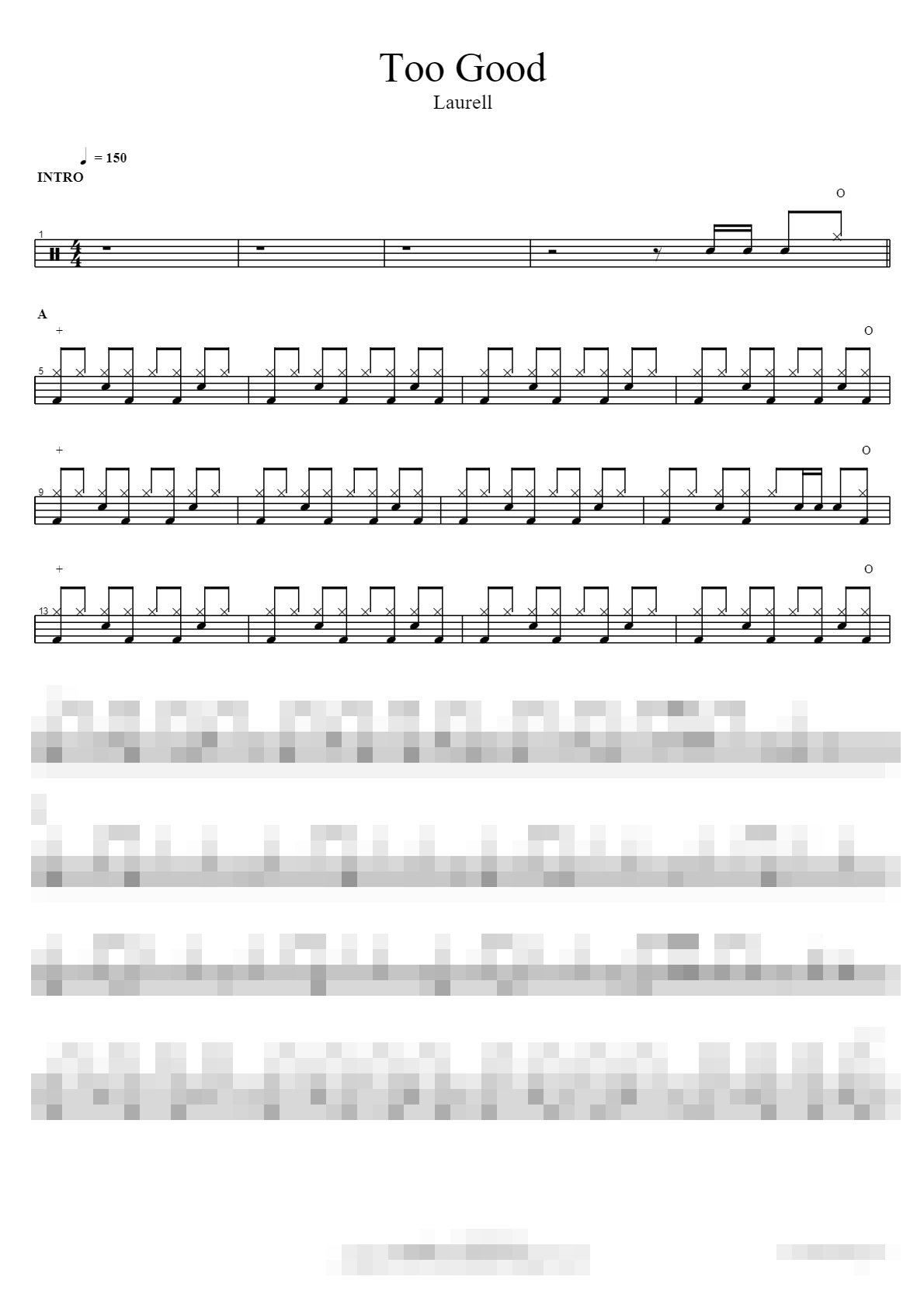 Too Good Sheet Music Preview