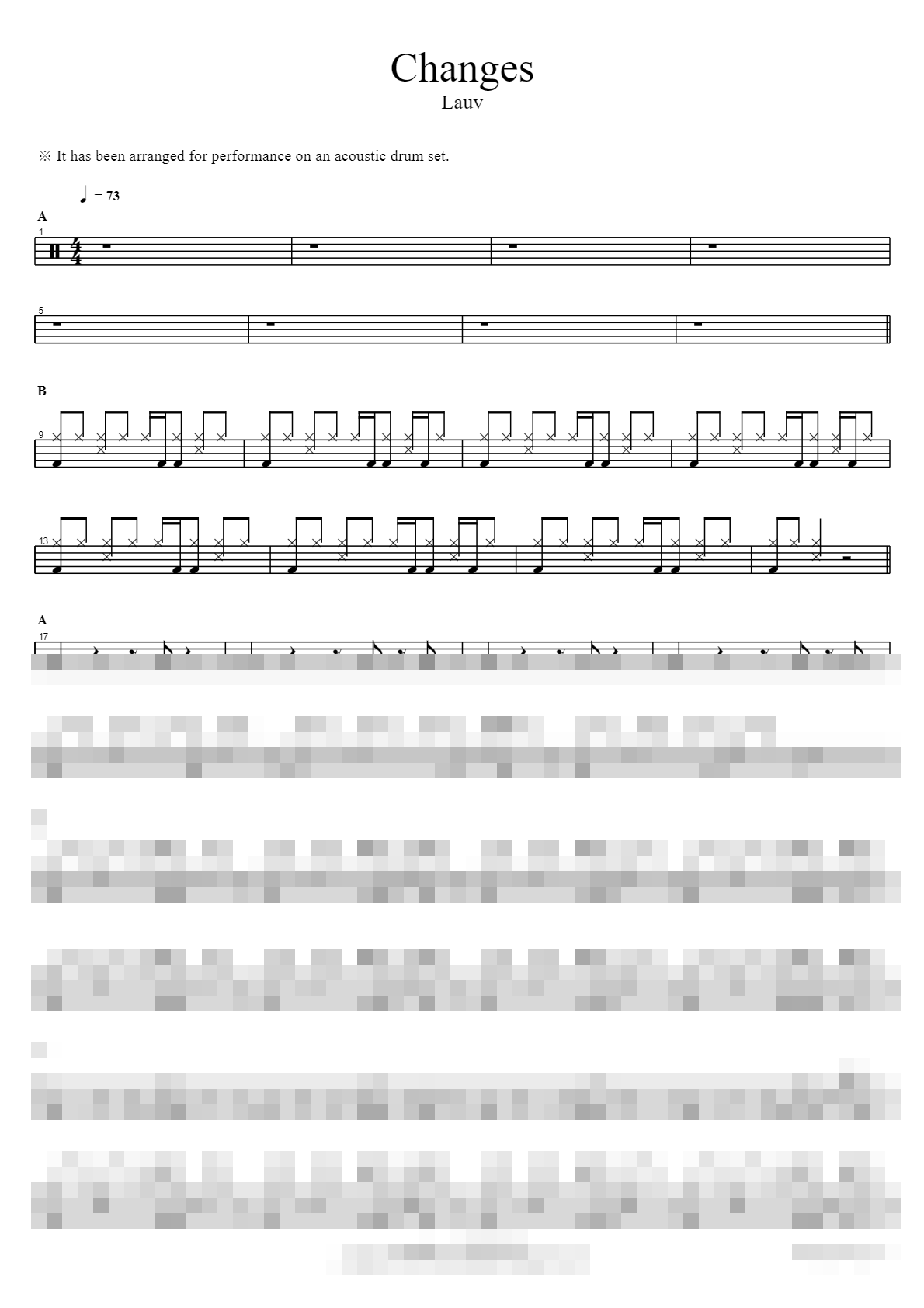 Changes Sheet Music Preview