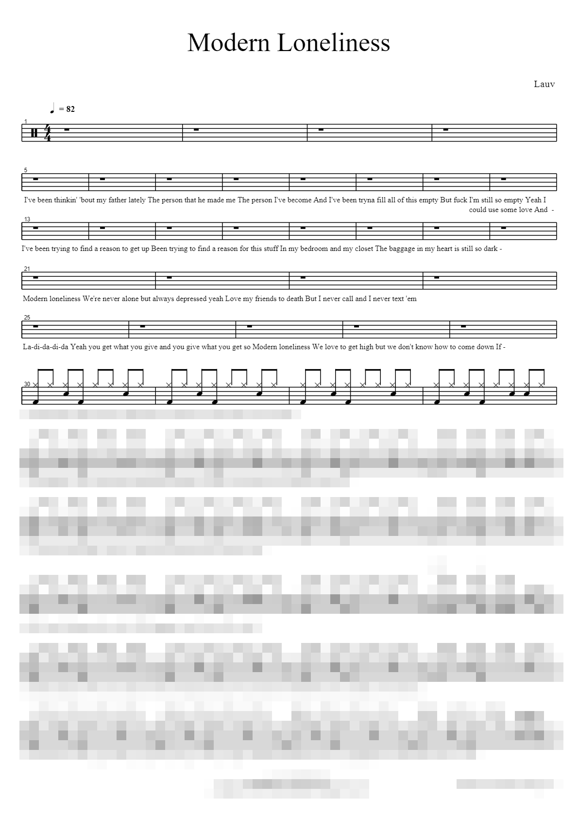 Modern Loneliness Sheet Music Preview