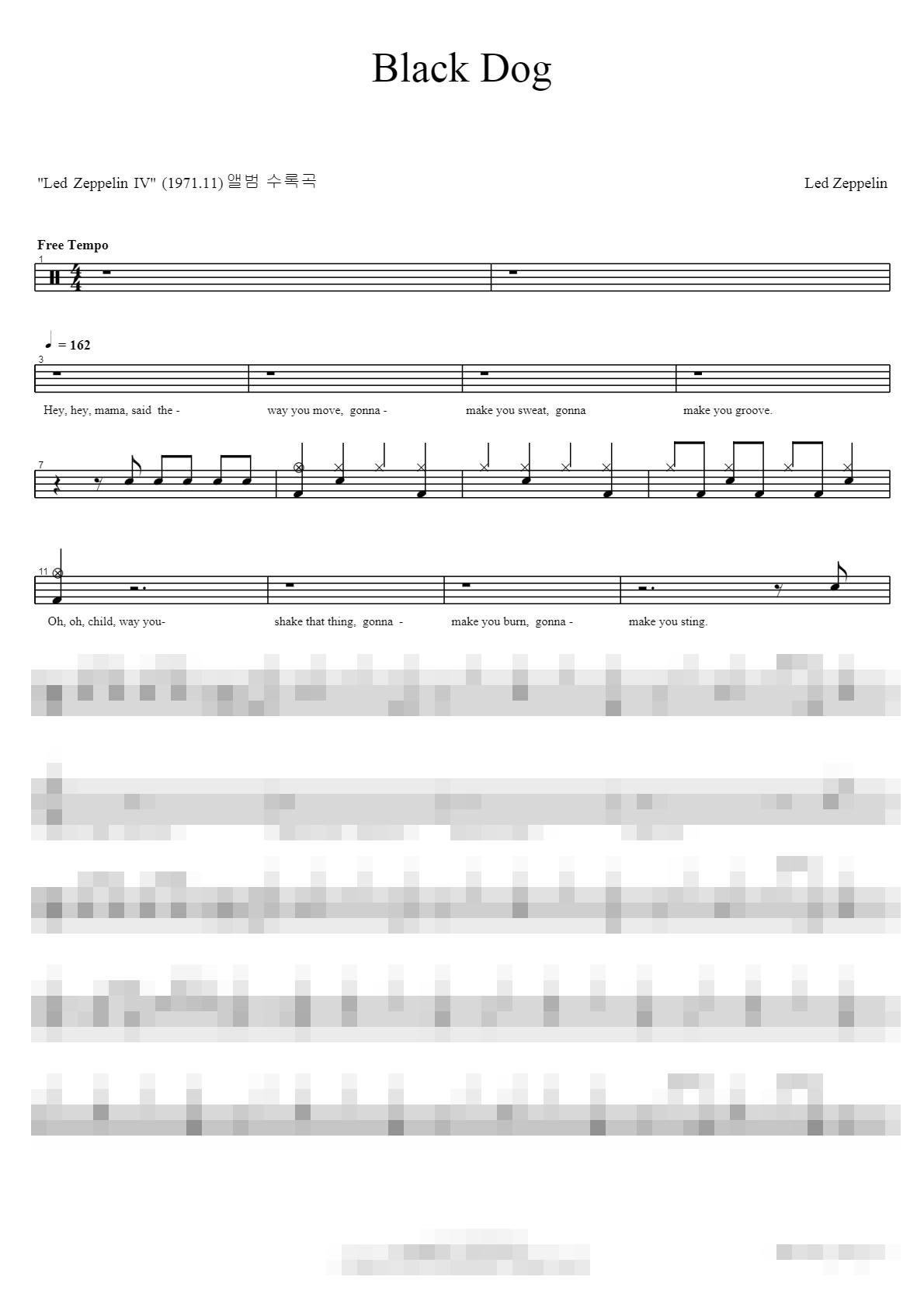 Black Dog Sheet Music Preview