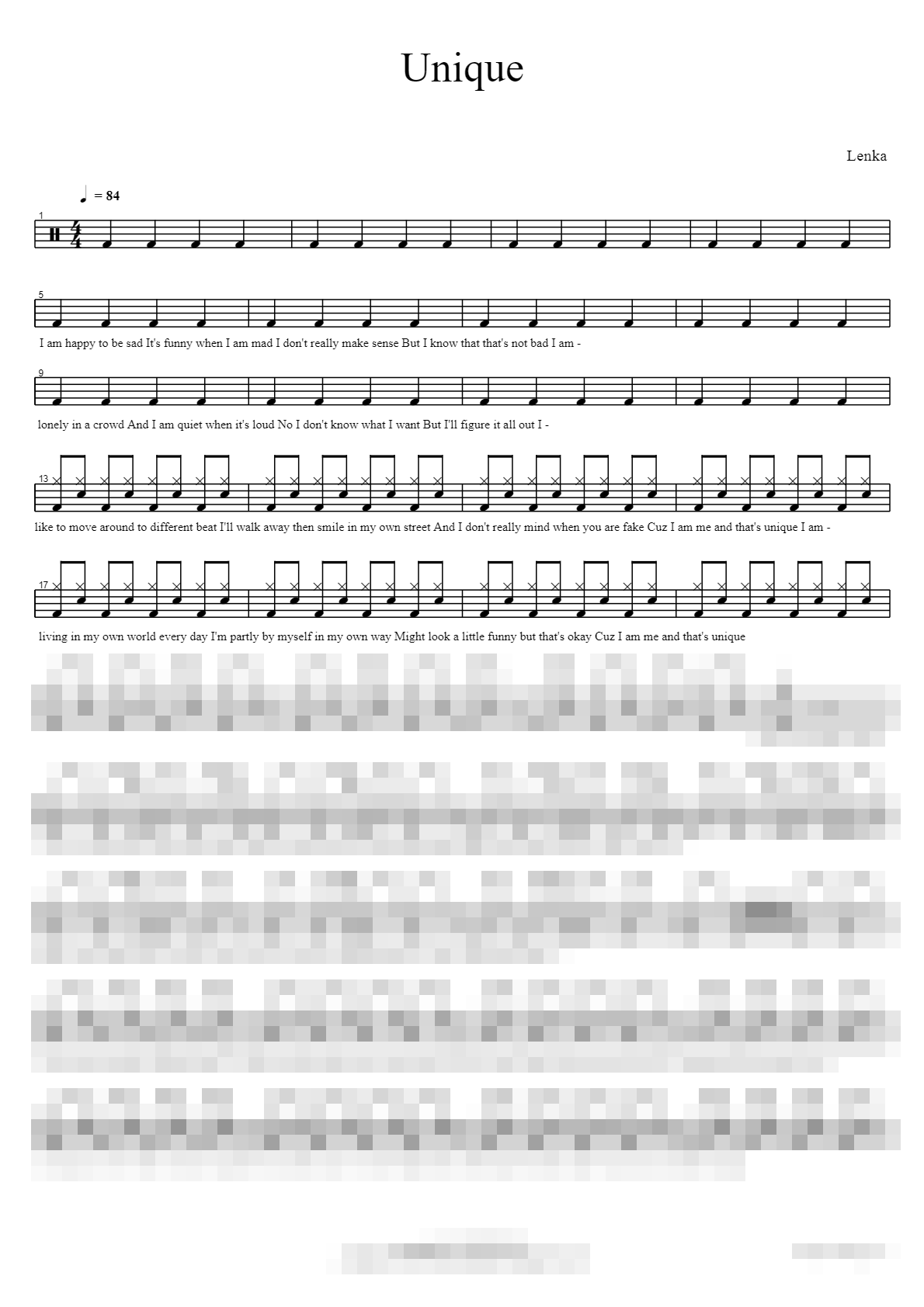 Unique Sheet Music Preview