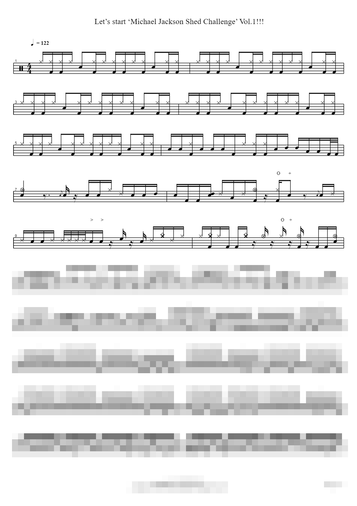 Let’s start ‘Michael Jackson Shed Challenge’ Vol.1!!! Sheet Music Preview