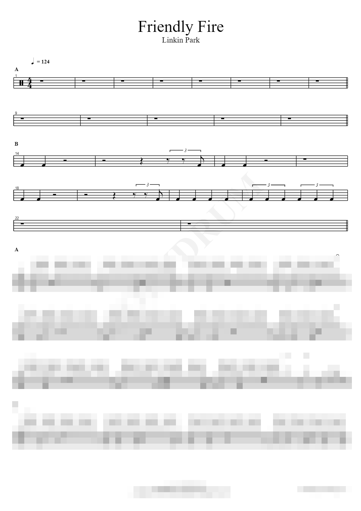 Friendly Fire Sheet Music Preview