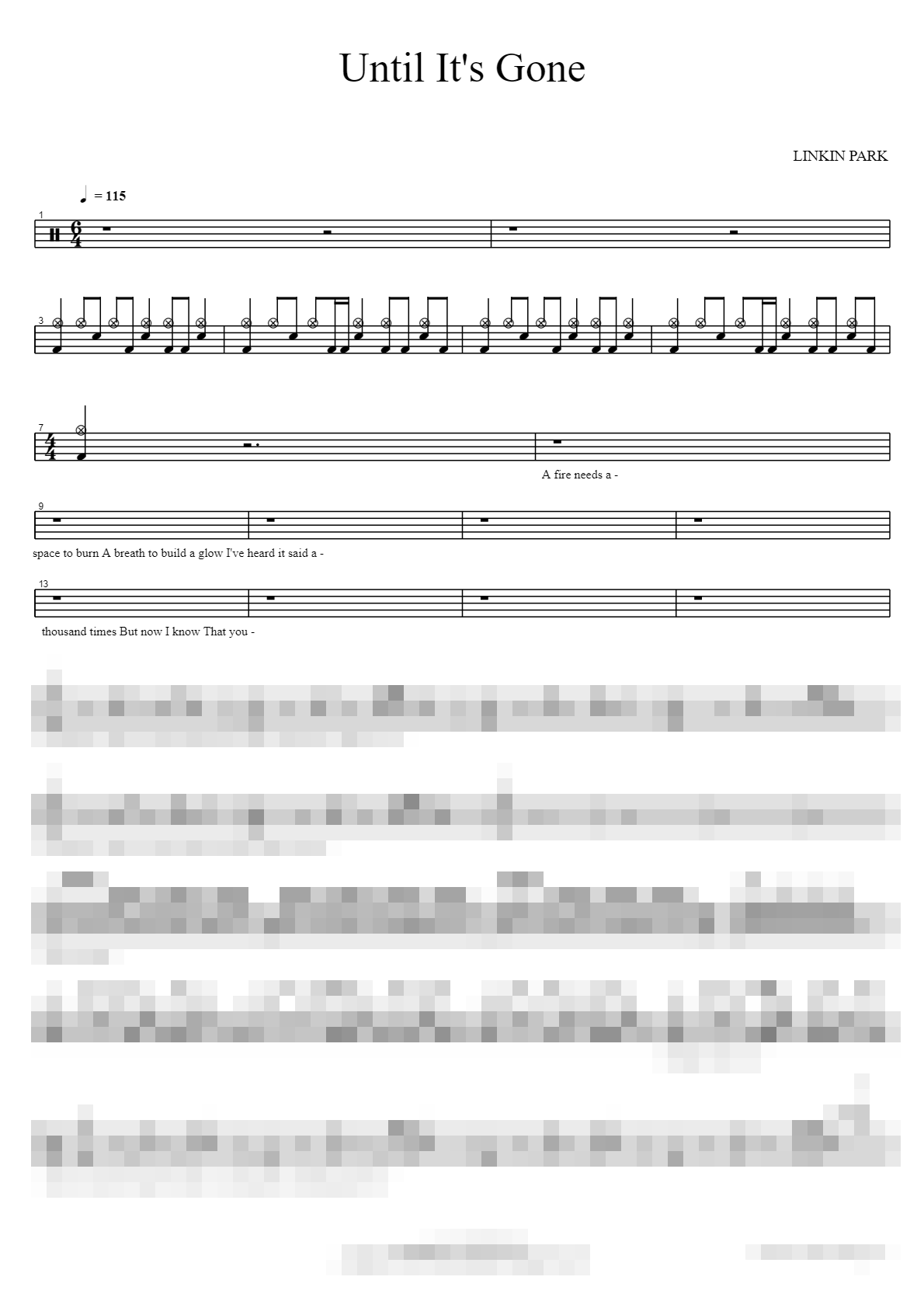 Until It's Gone Sheet Music Preview