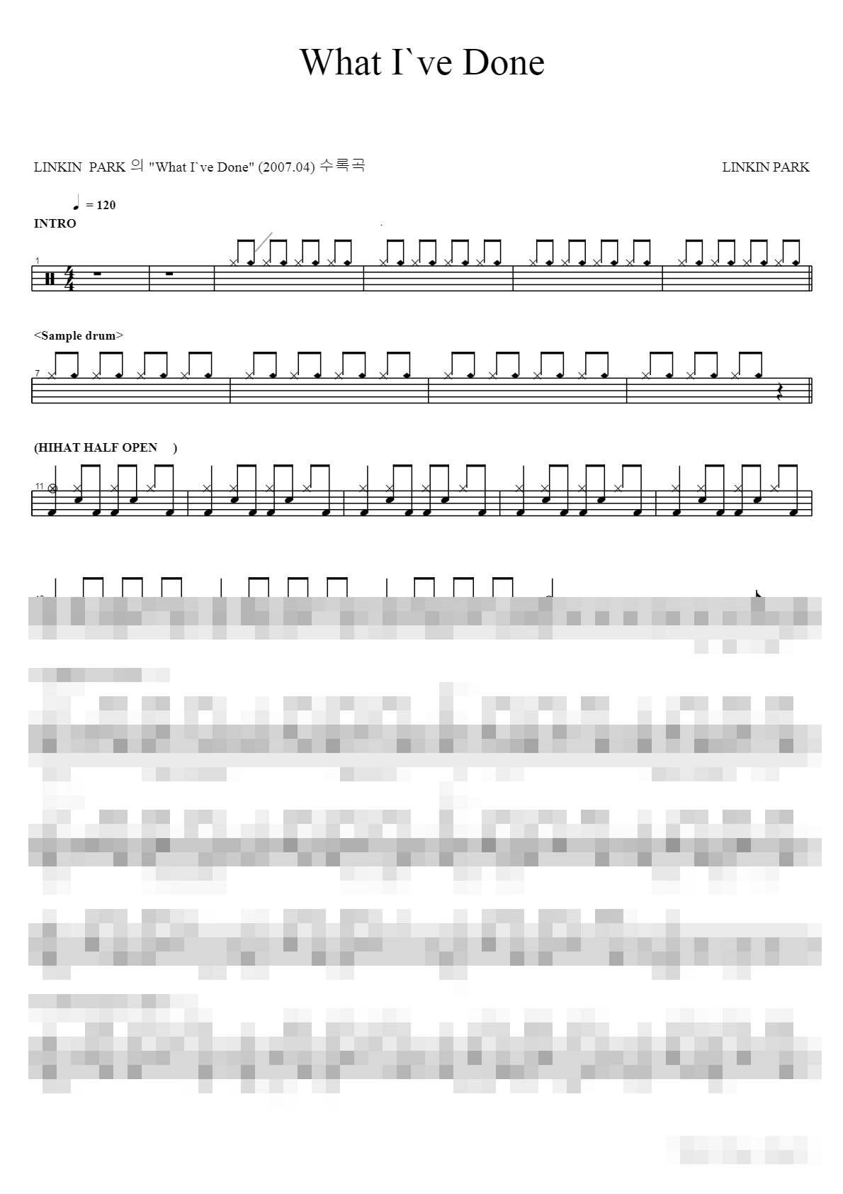 What Ive Done Sheet Music Preview