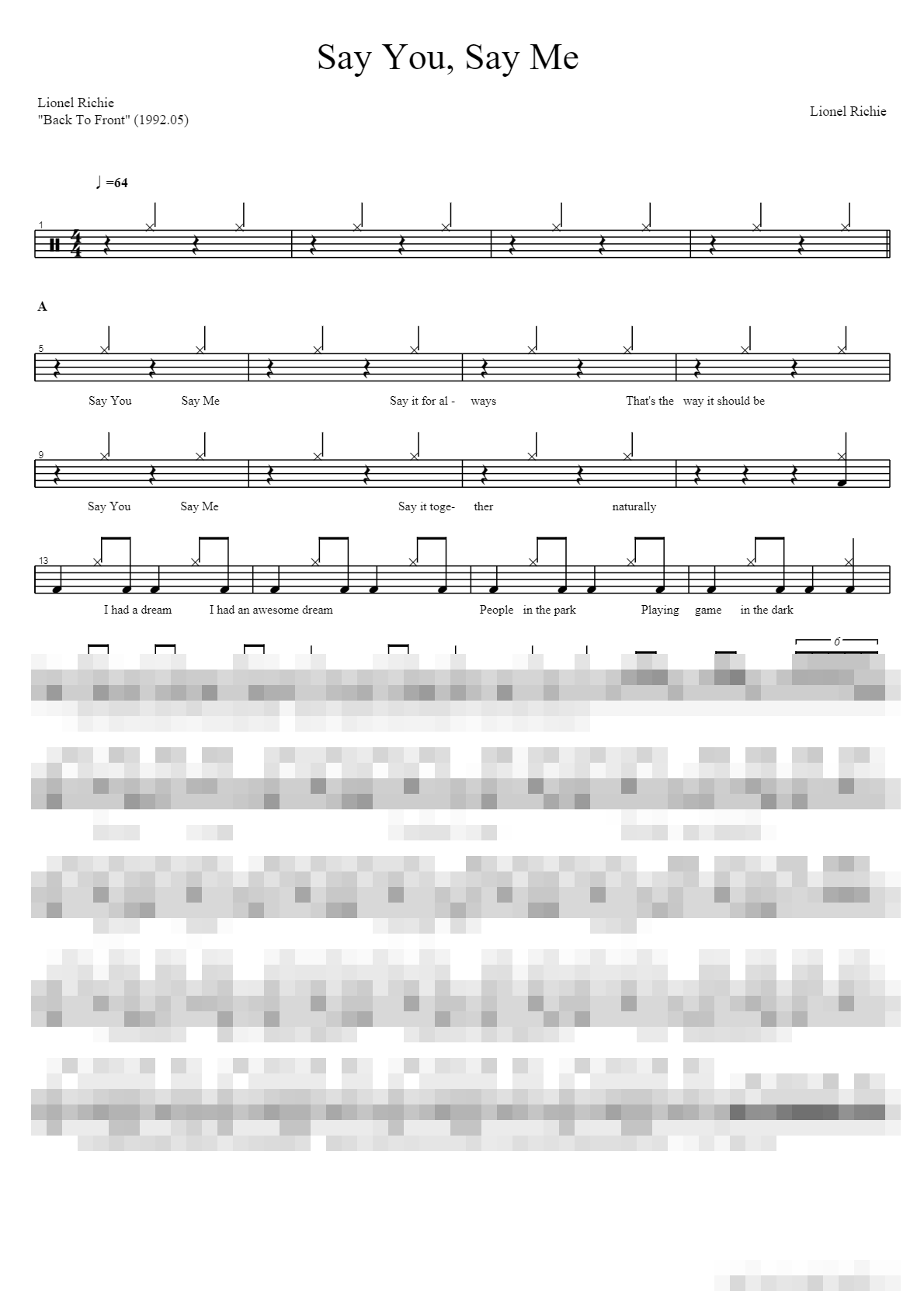 Say You Say Me Sheet Music Preview