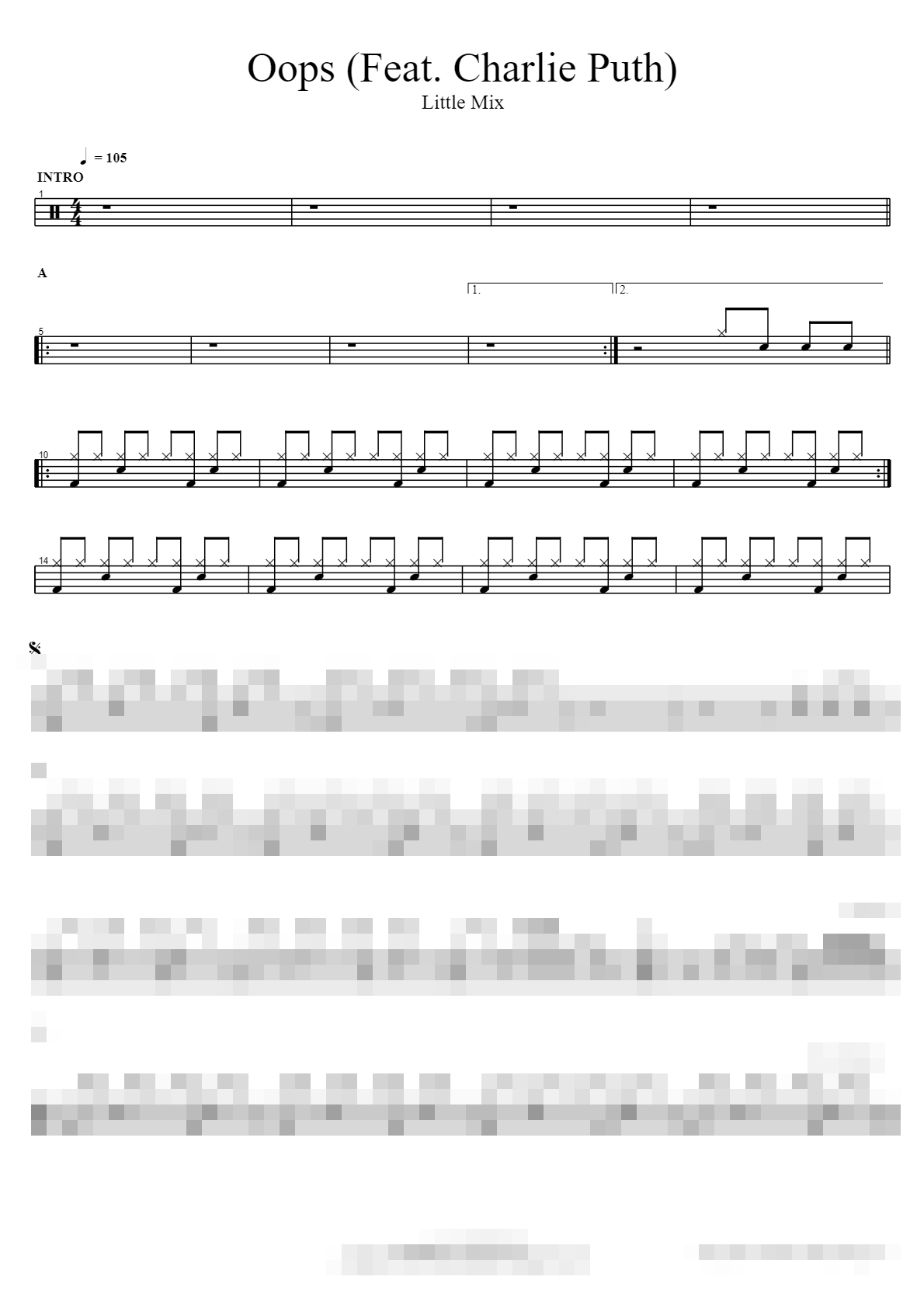 Oops (Feat. Charlie Puth) Sheet Music Preview