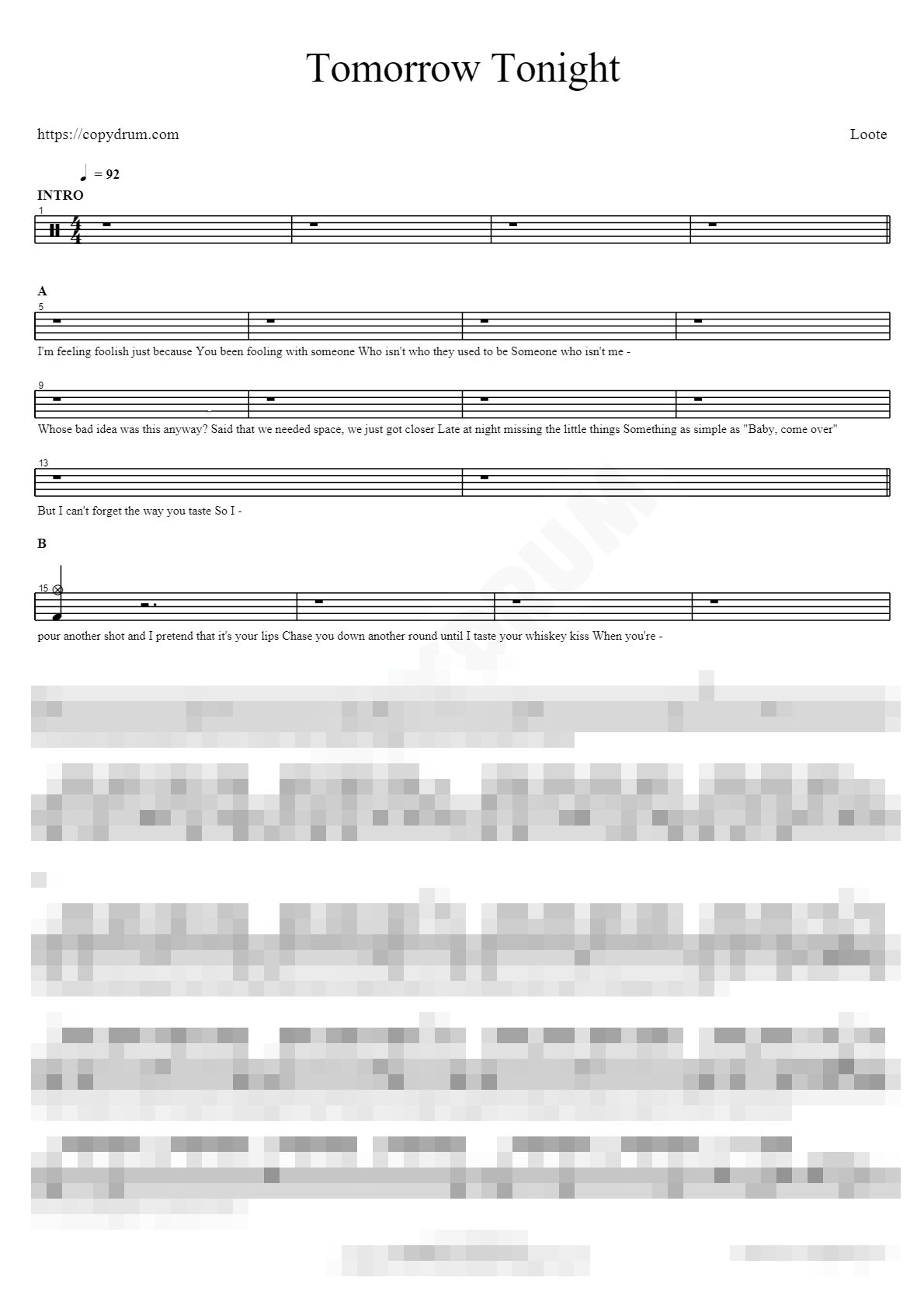 Tomorrow Tonight Sheet Music Preview