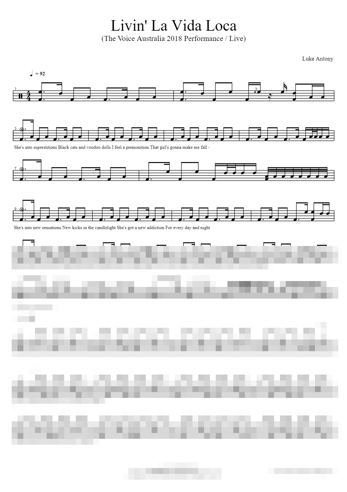 Livin' La Vida Loca Sheet Music Preview