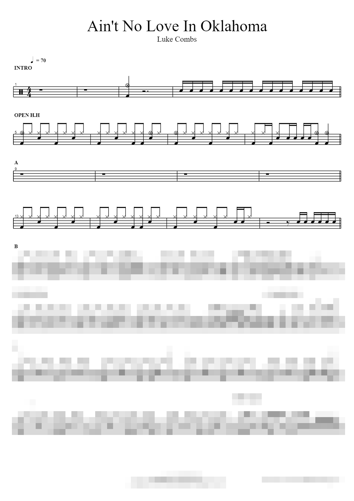 Ain't No Love In Oklahoma Sheet Music Preview
