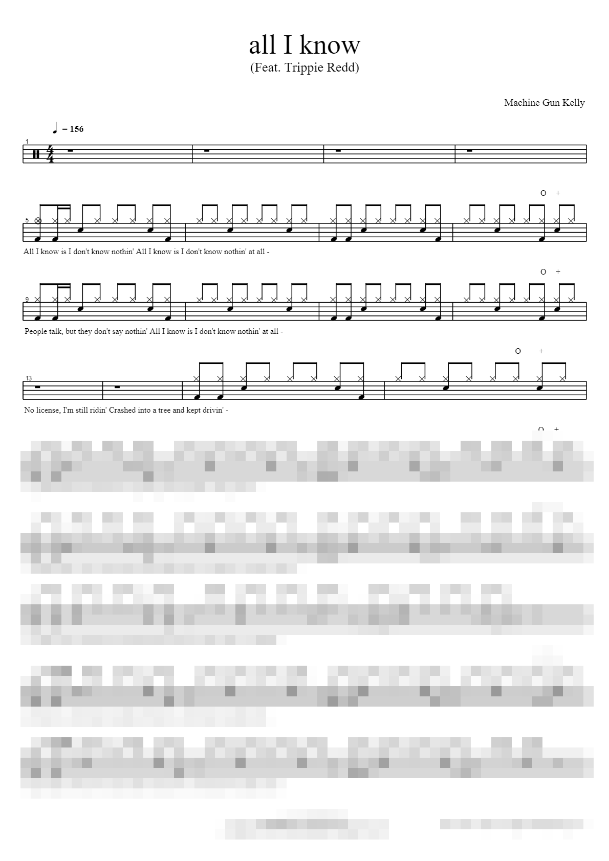 all I know (Feat. Trippie Redd) Sheet Music Preview