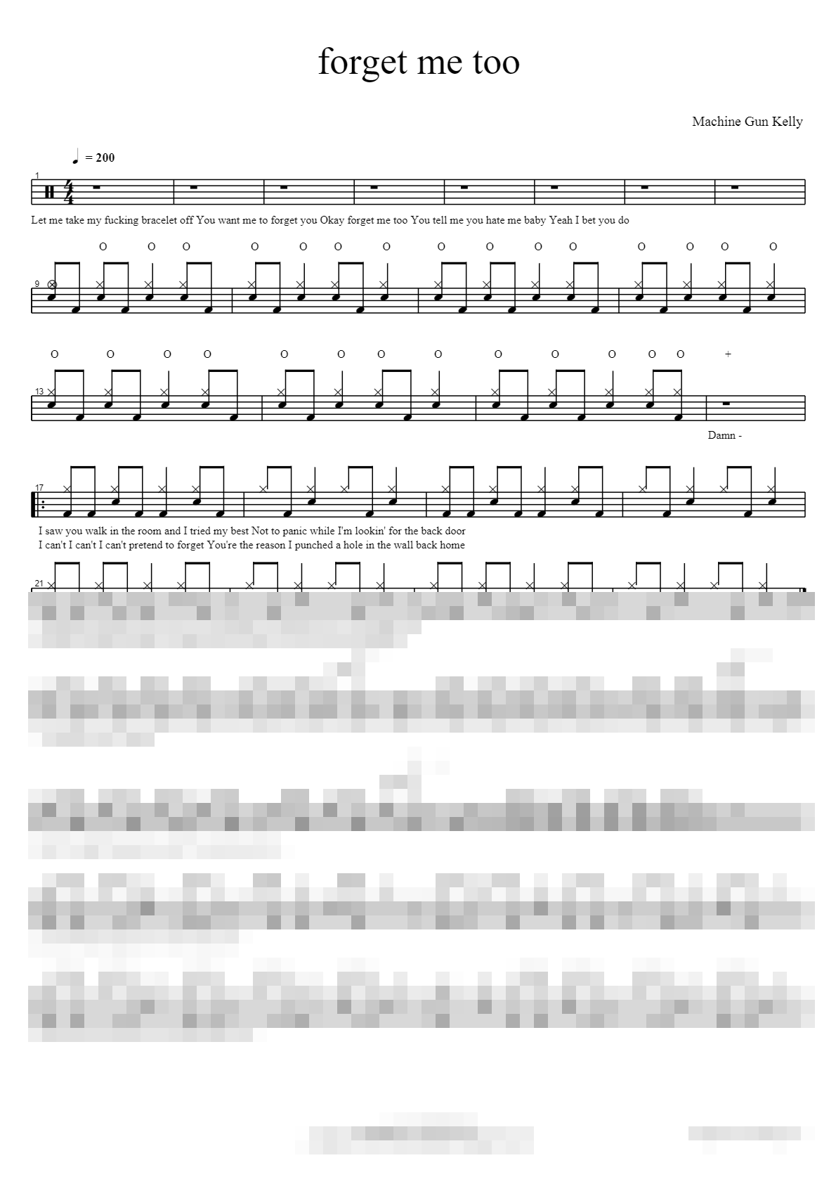 forget me too Sheet Music Preview