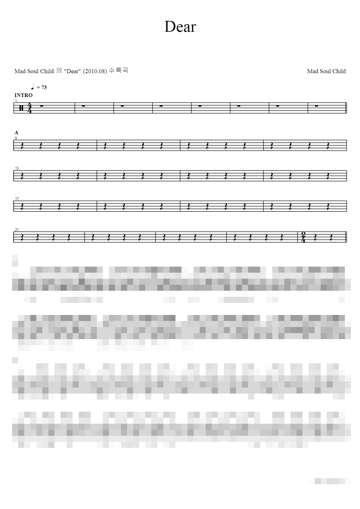 Dear Sheet Music Preview