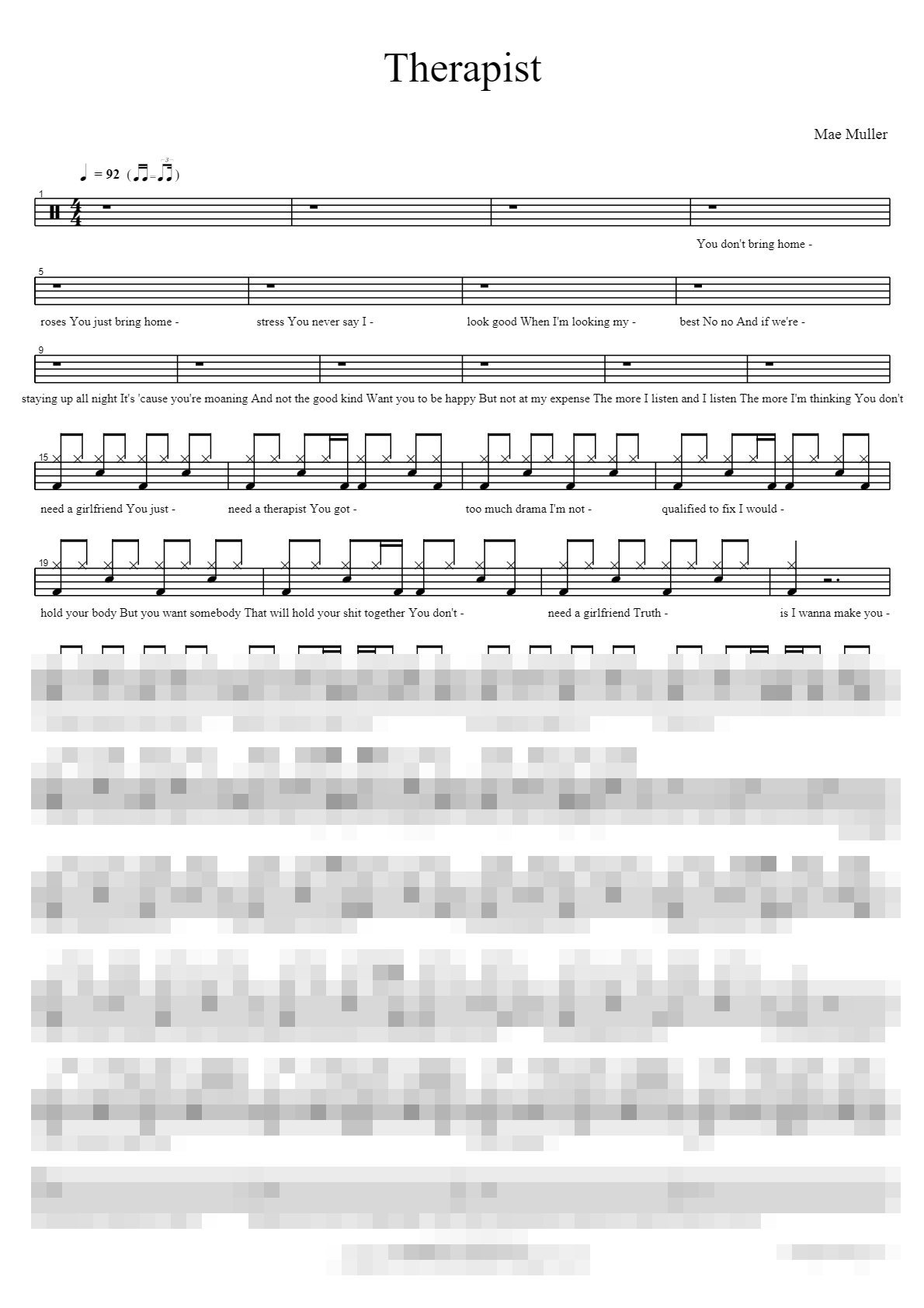 Therapist Sheet Music Preview