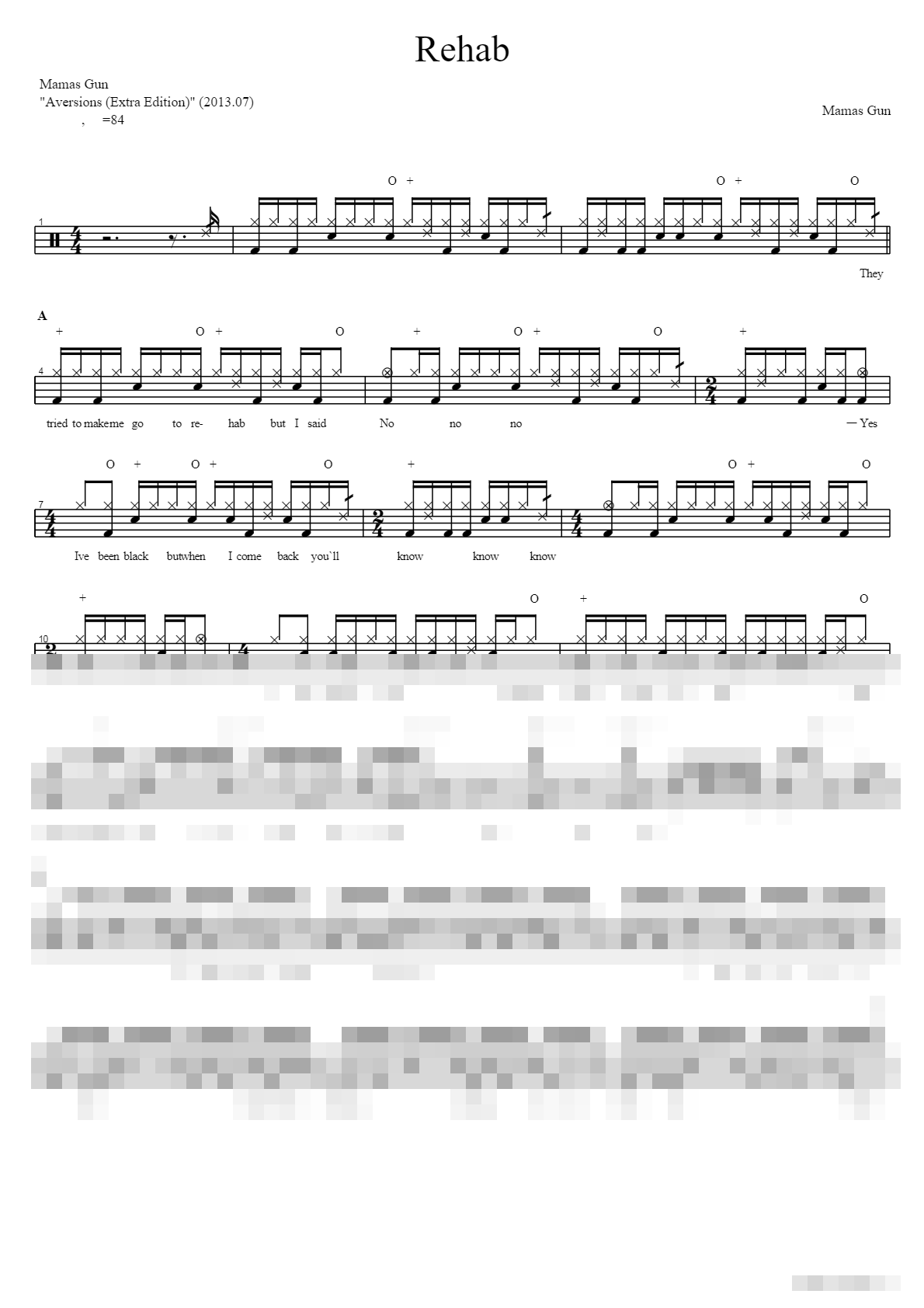 Rehab Sheet Music Preview