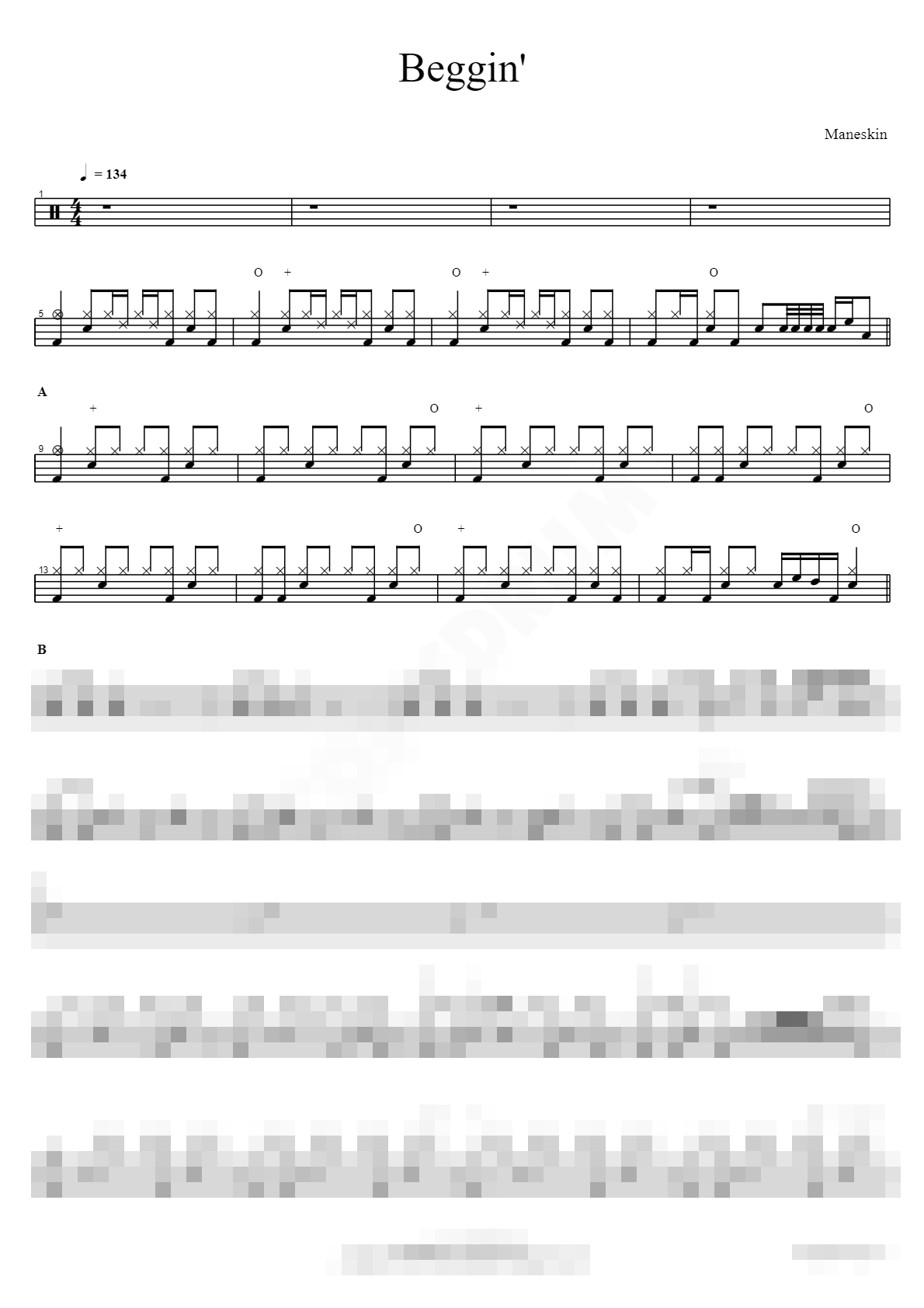 Beggin' Sheet Music Preview