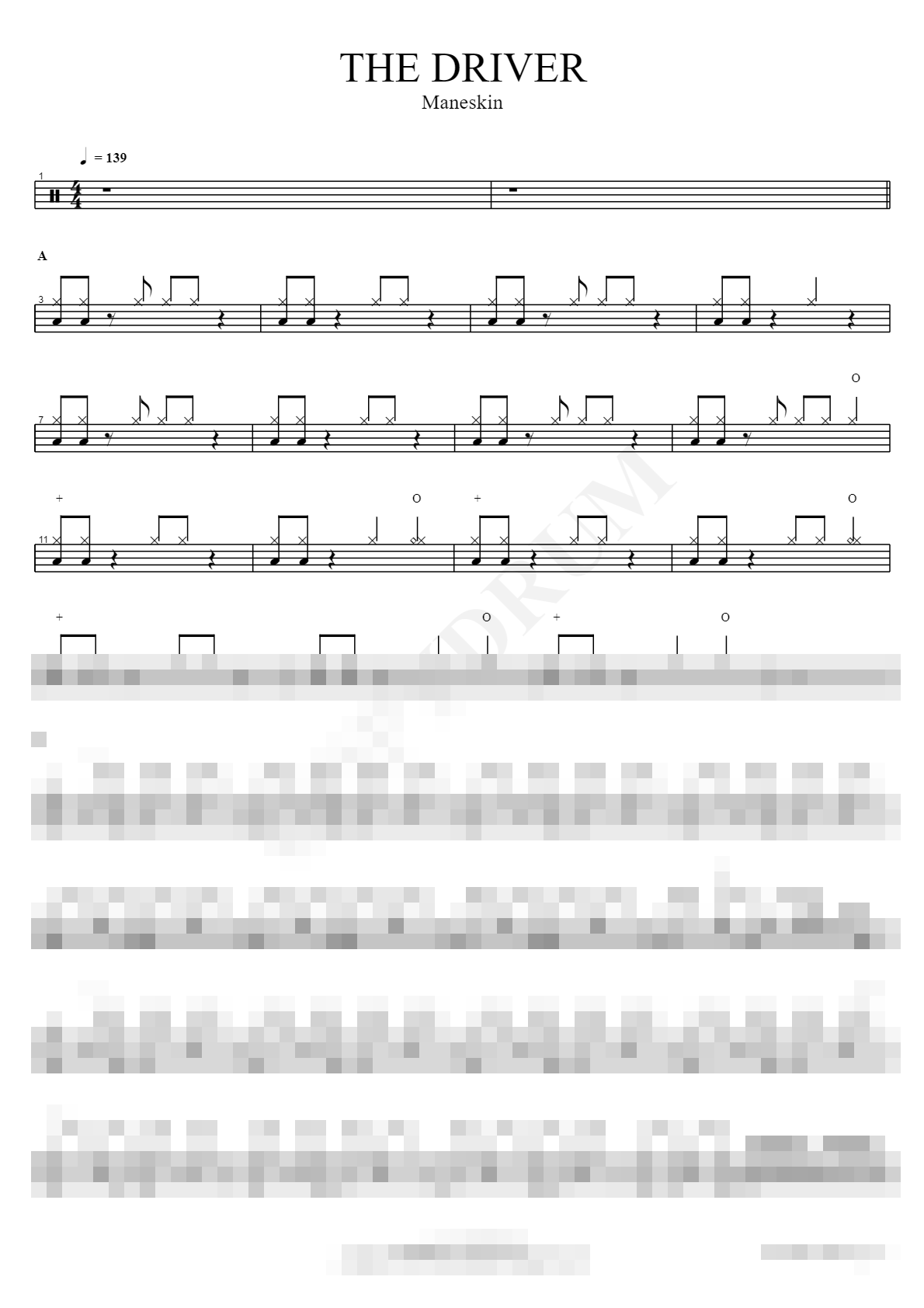 THE DRIVER Sheet Music Preview